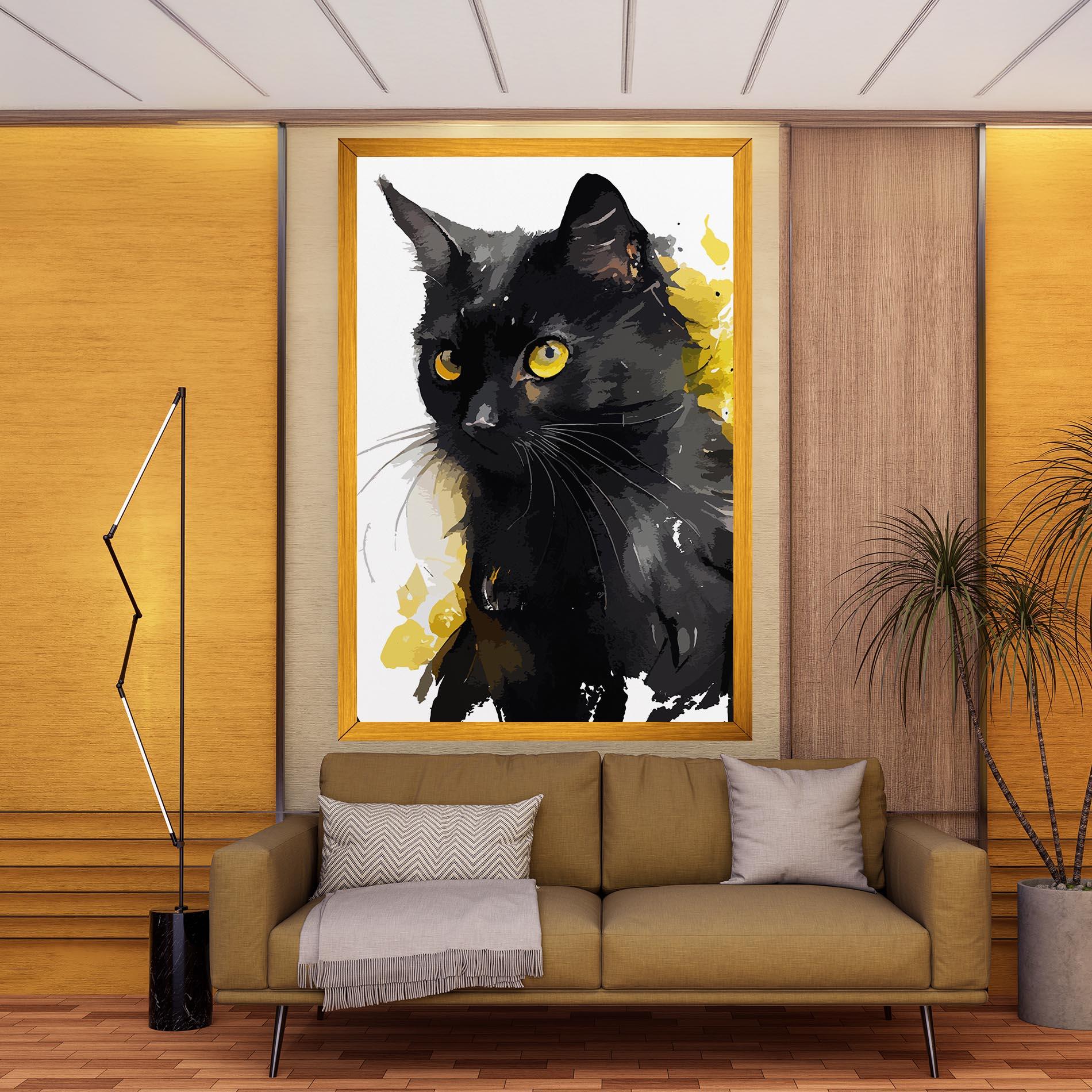 Vászonkép Beautiful Black Cat mockup 9