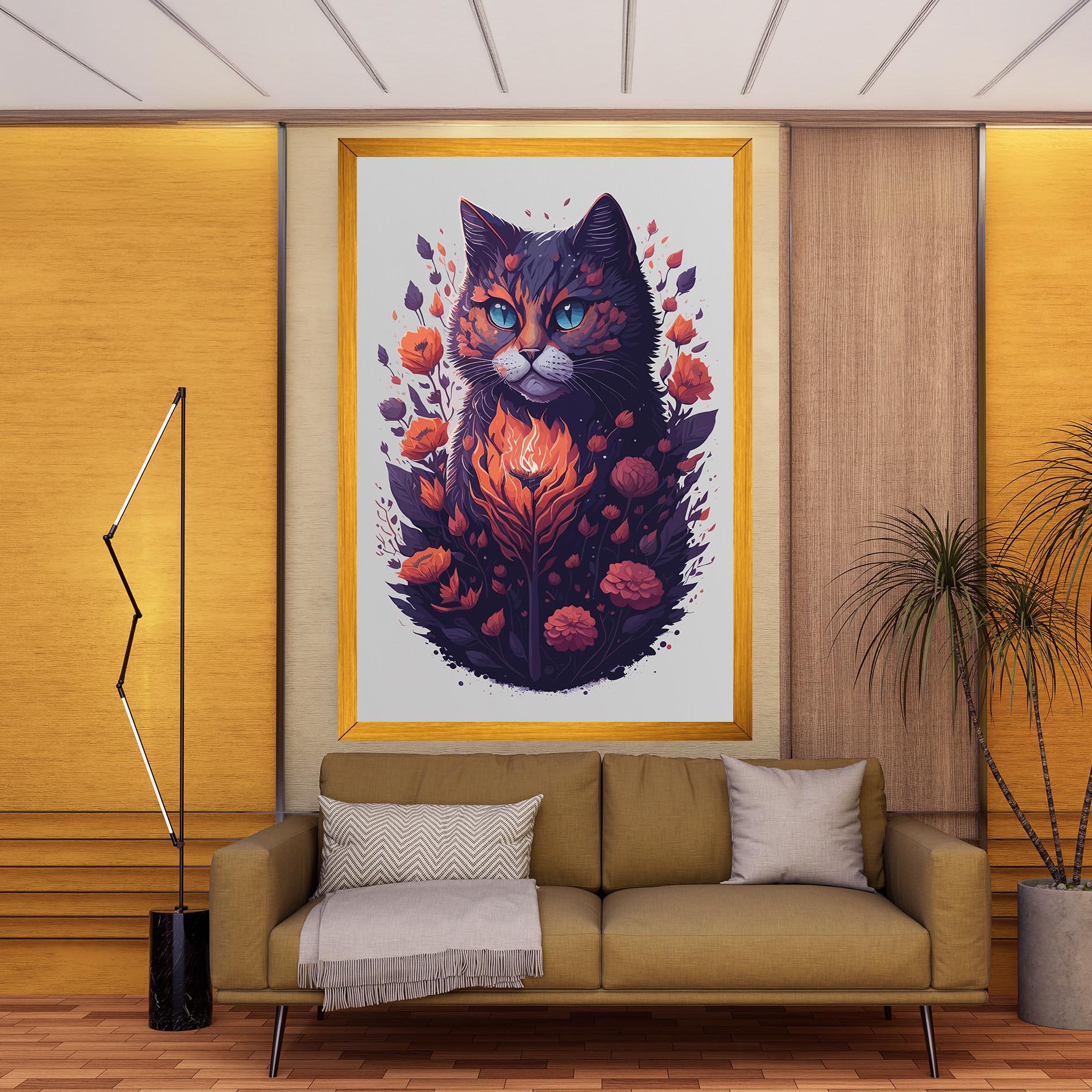 Vászonkép Fire Cat mockup 9