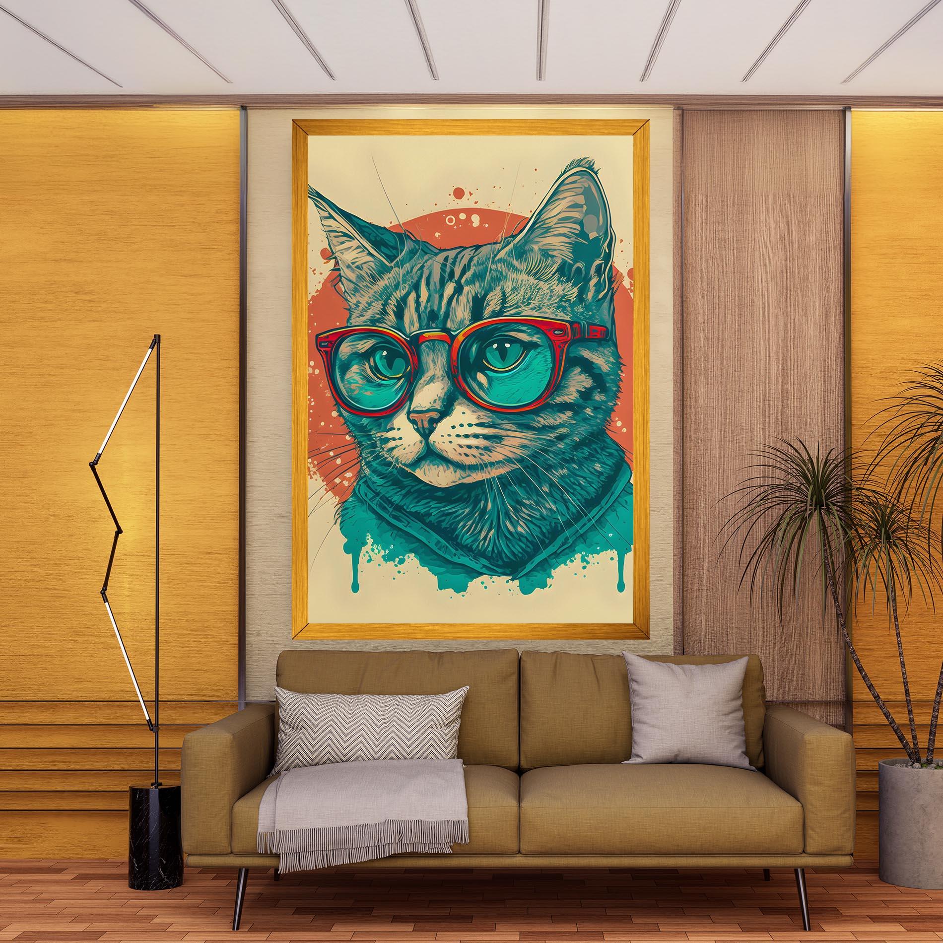 Vászonkép Red Glasses Cat mockup 9