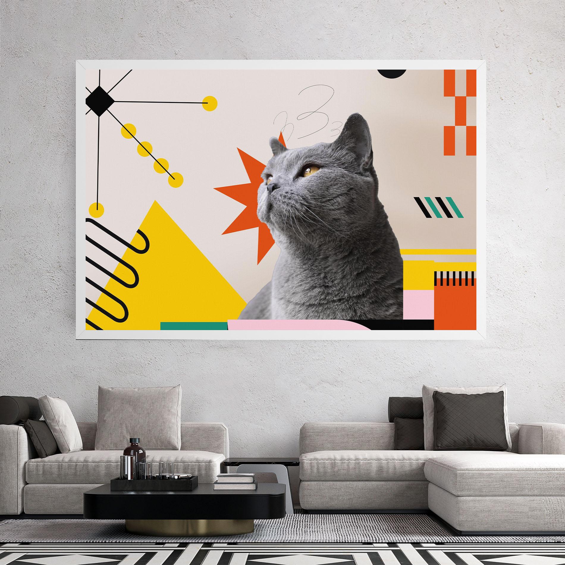 Vászonkép Colorful Graphic Cat mockup 2