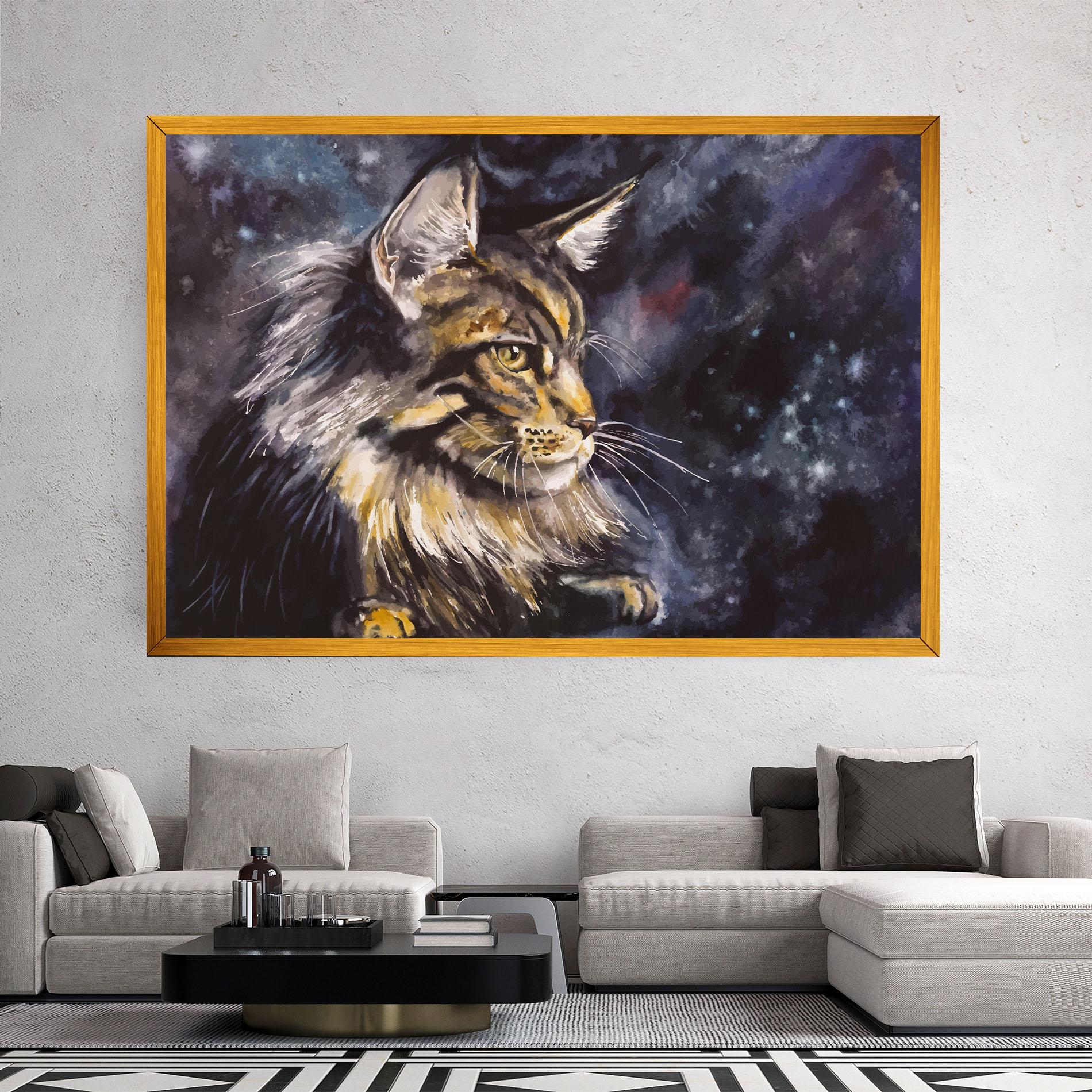 Vászonkép Cat Watercolor Art mockup 2