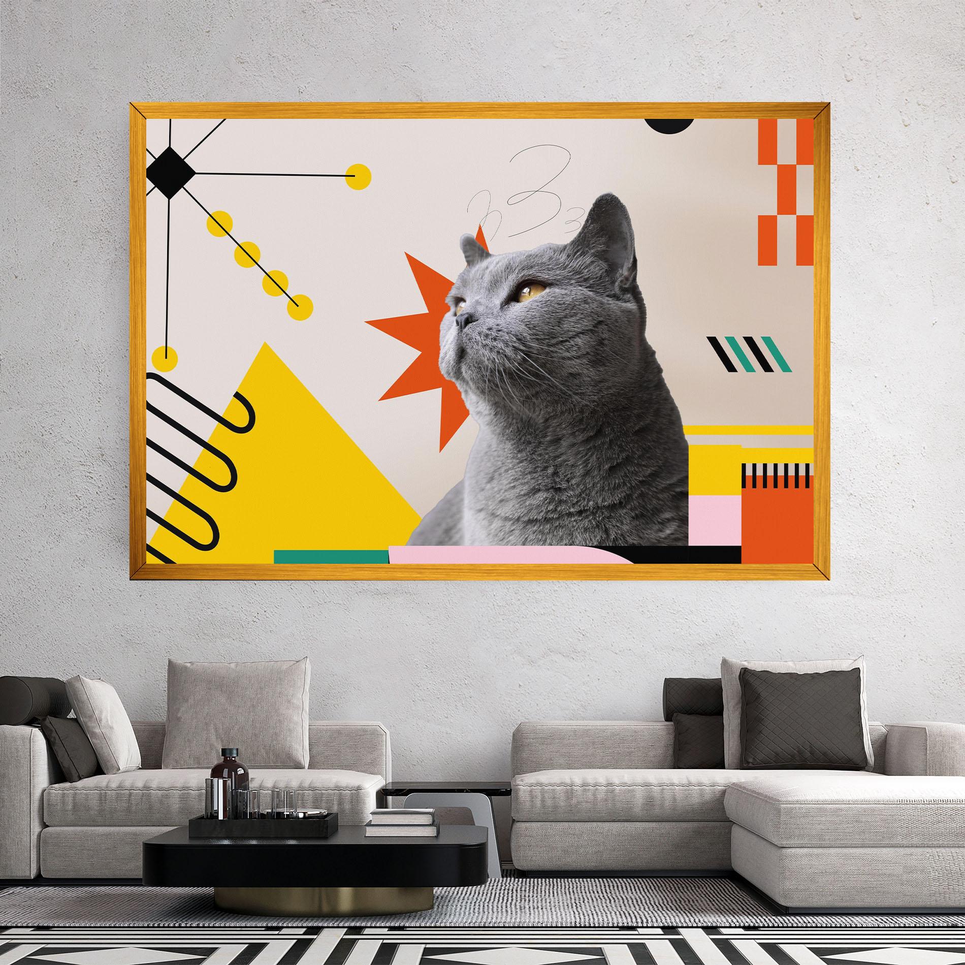 Vászonkép Colorful Graphic Cat mockup 2