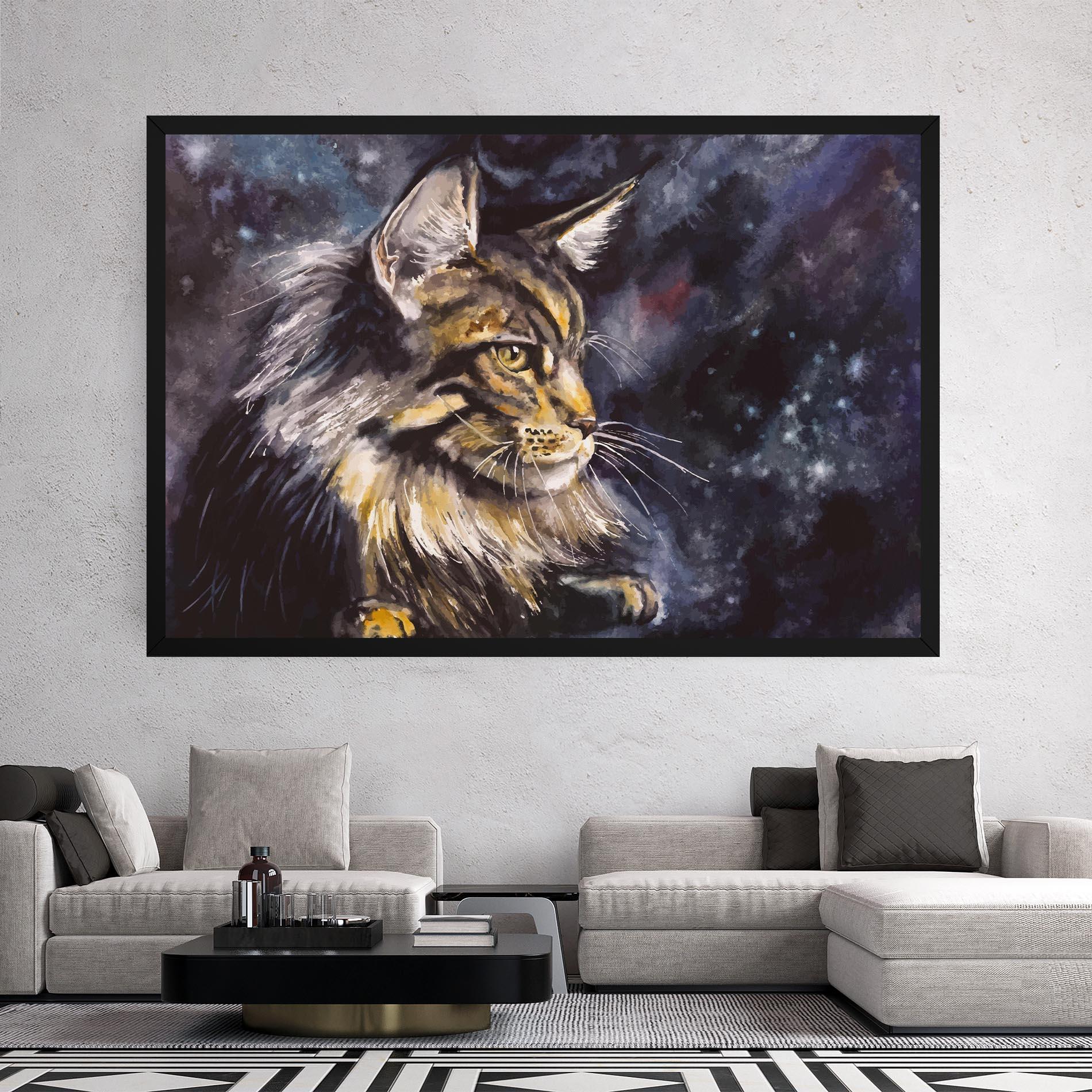 Vászonkép Cat Watercolor Art mockup 2