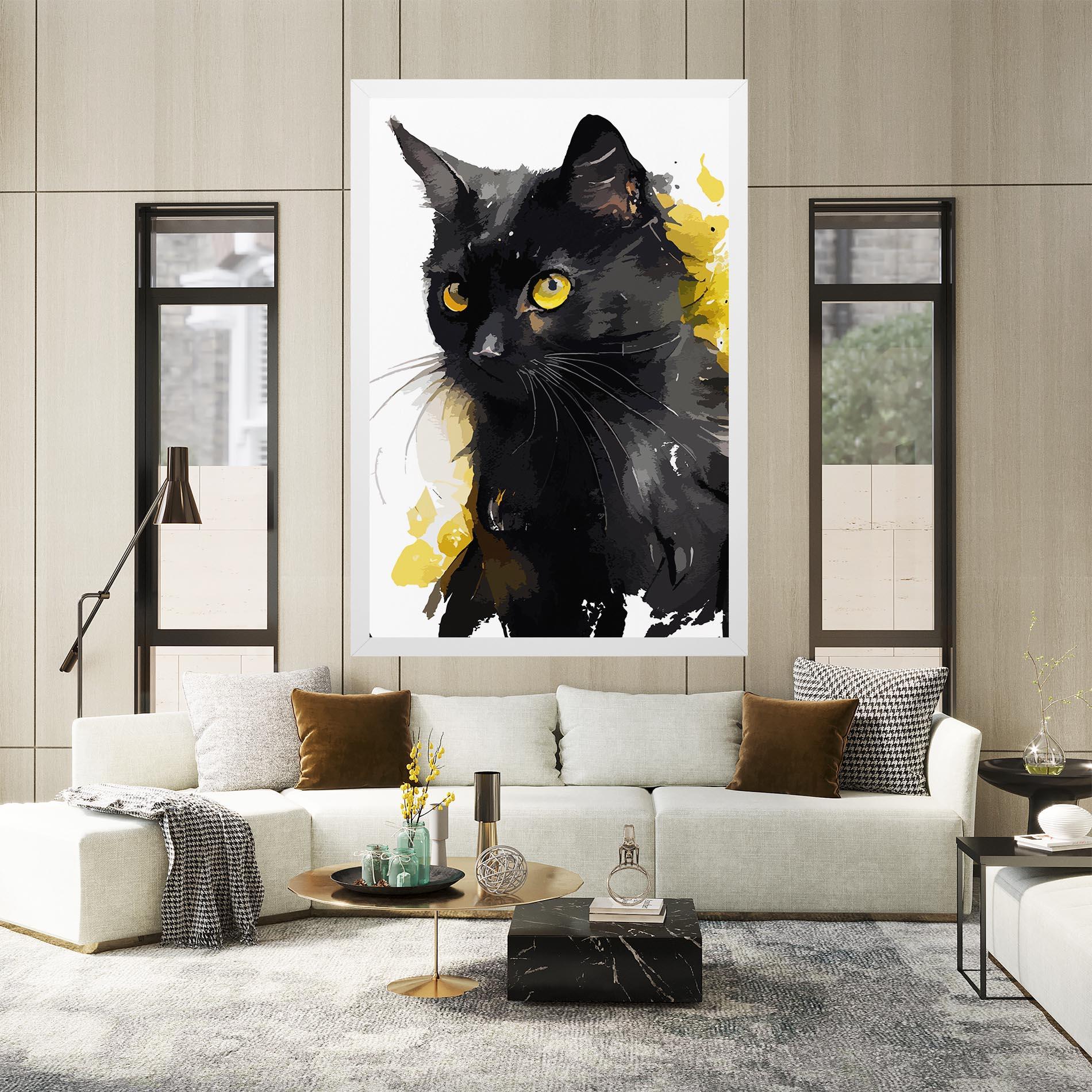 Vászonkép Beautiful Black Cat mockup 2