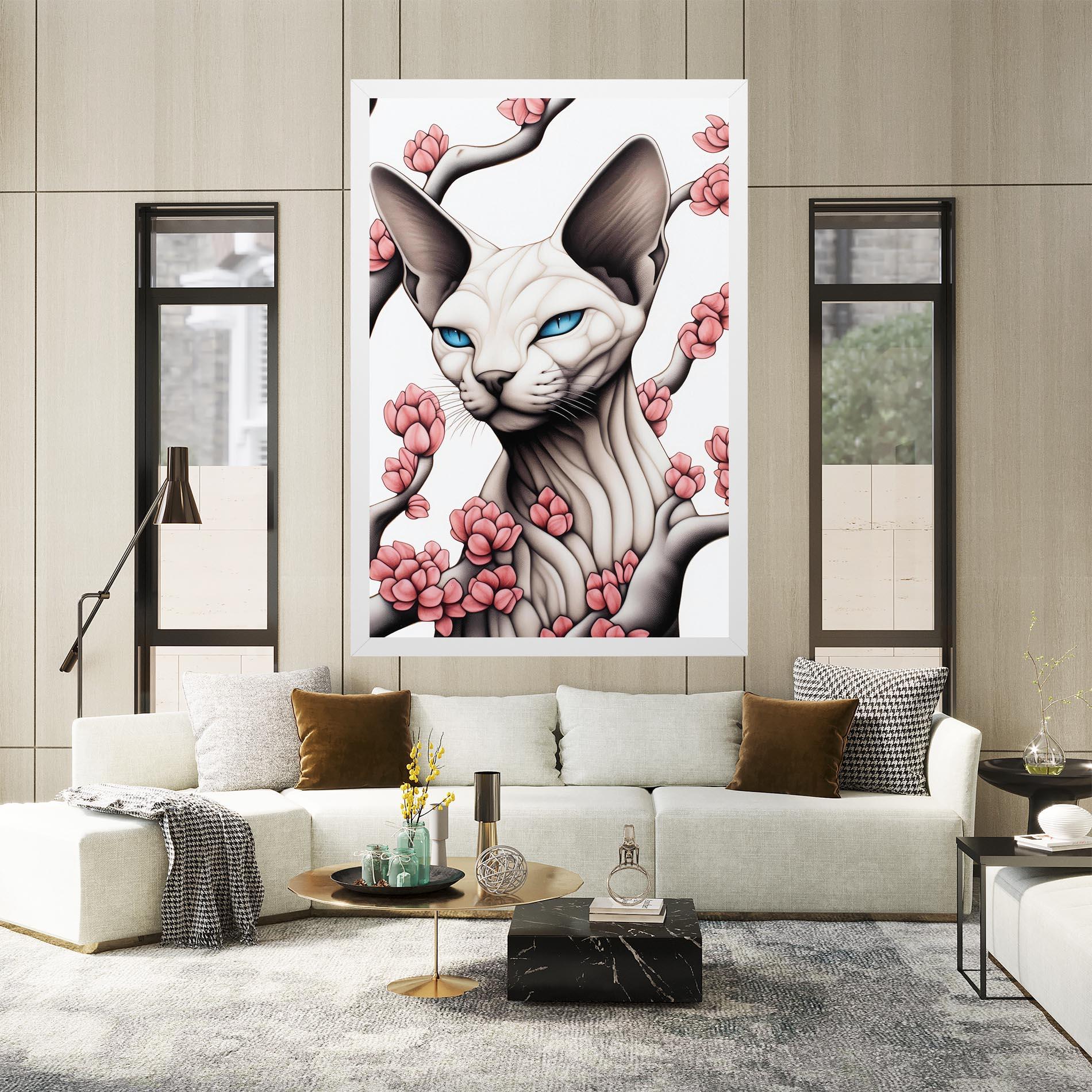 Vászonkép Blue Eyes Cat Drawing mockup 2