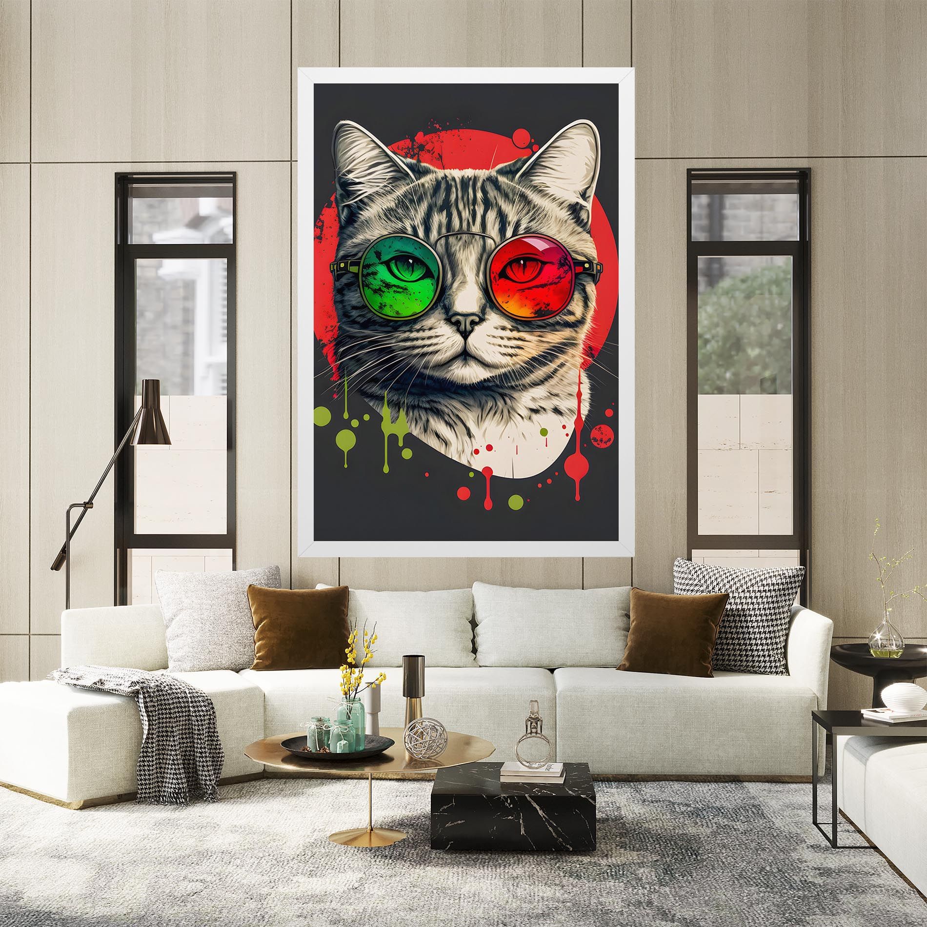 Green Red Glasses Cat mockup 2