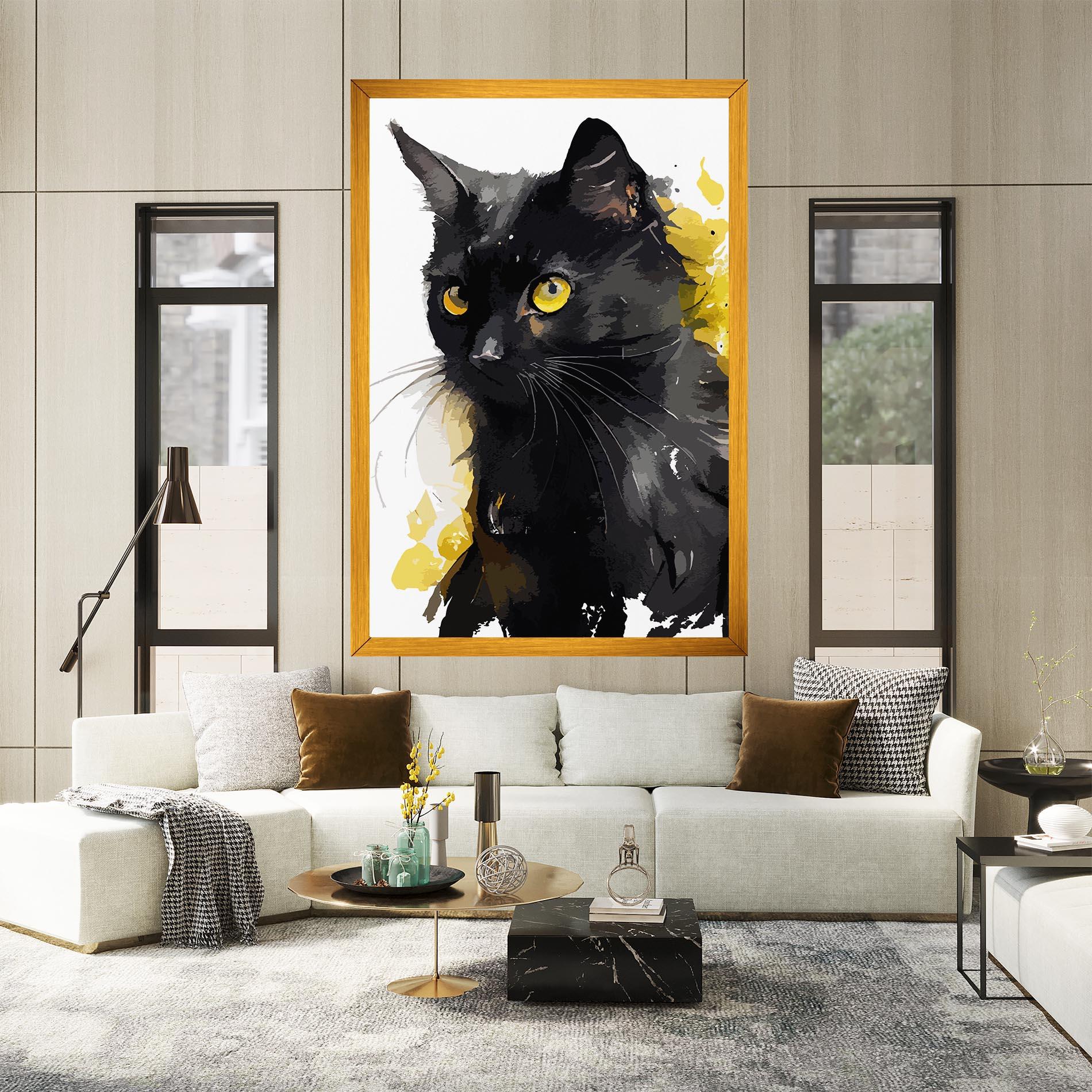 Vászonkép Beautiful Black Cat mockup 2