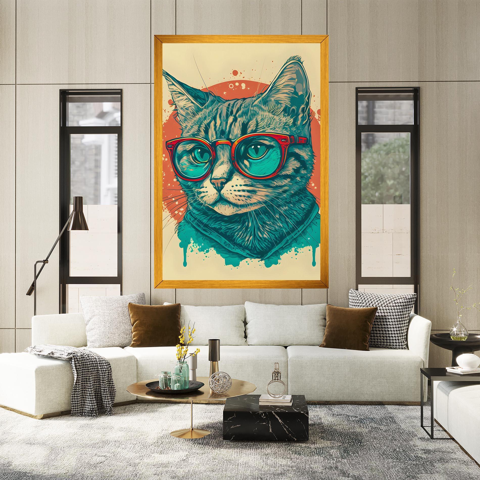 Vászonkép Red Glasses Cat mockup 2