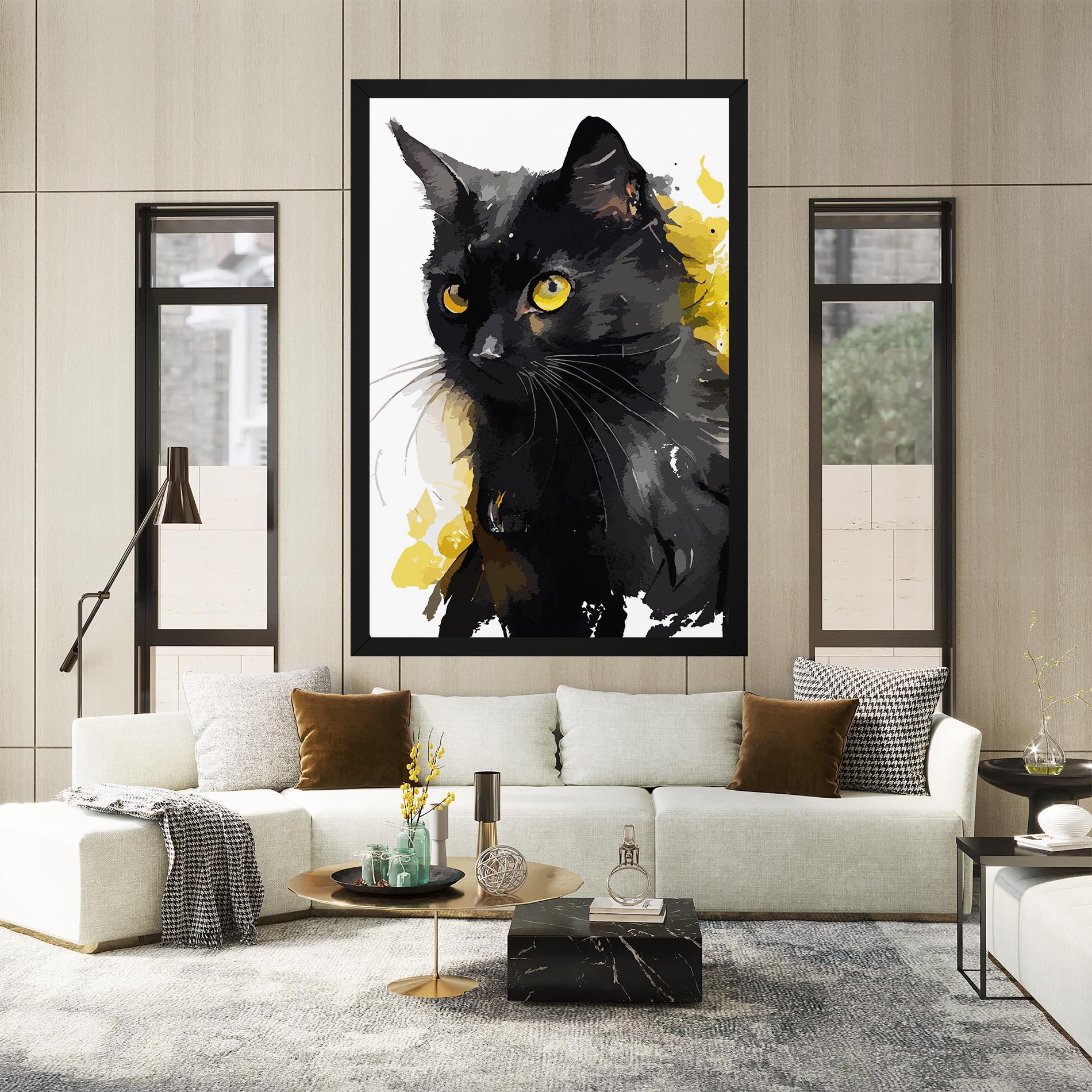 Vászonkép Beautiful Black Cat mockup 2