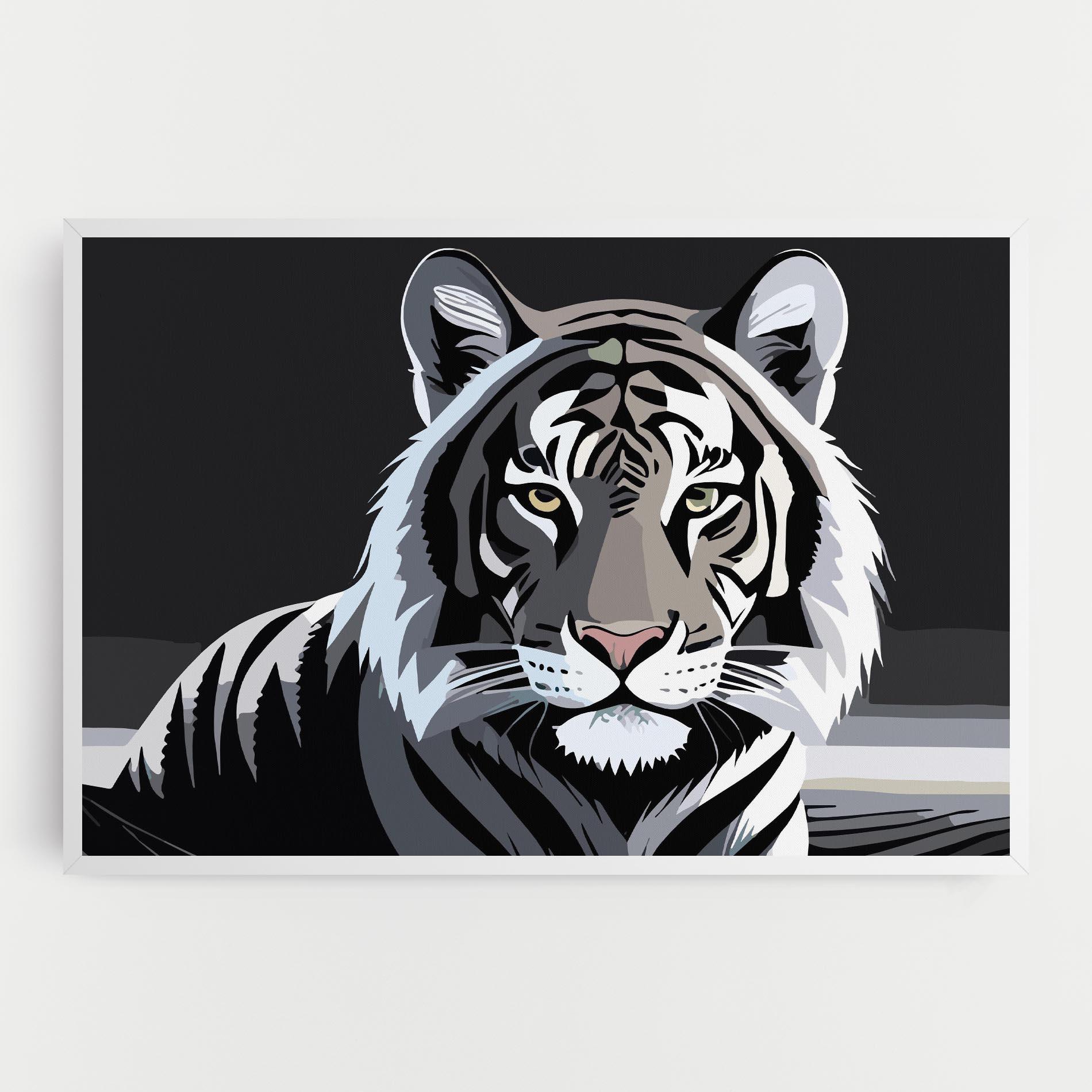 Vászonkép White Grey Tiger mockup 0