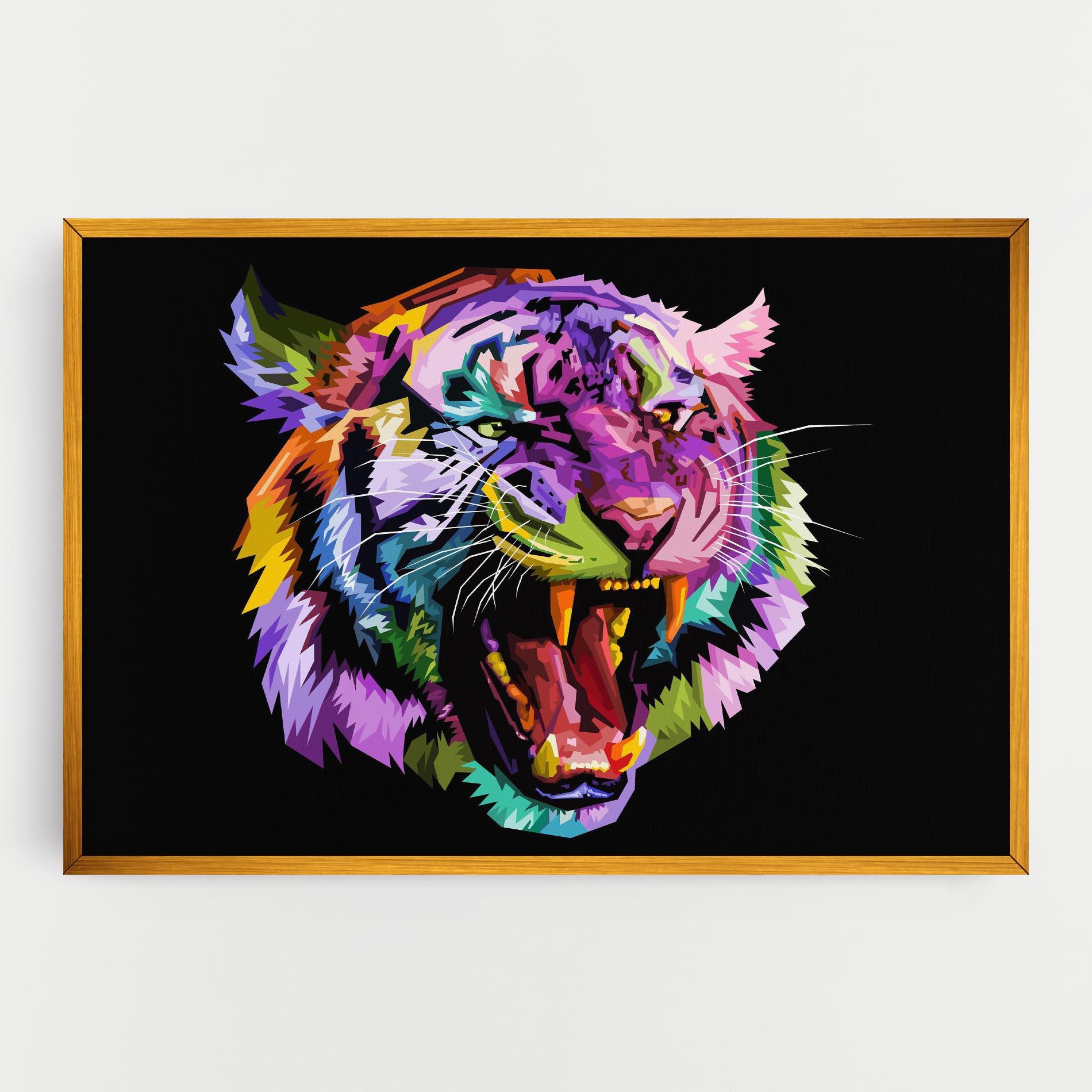 Vászonkép Tiger On Black mockup 0