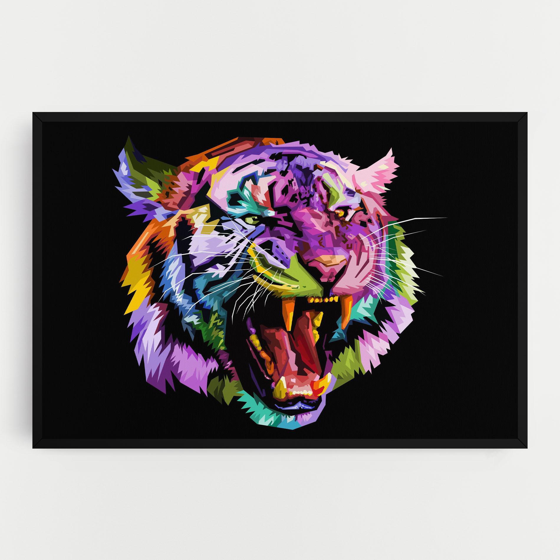 Vászonkép Tiger On Black mockup 0