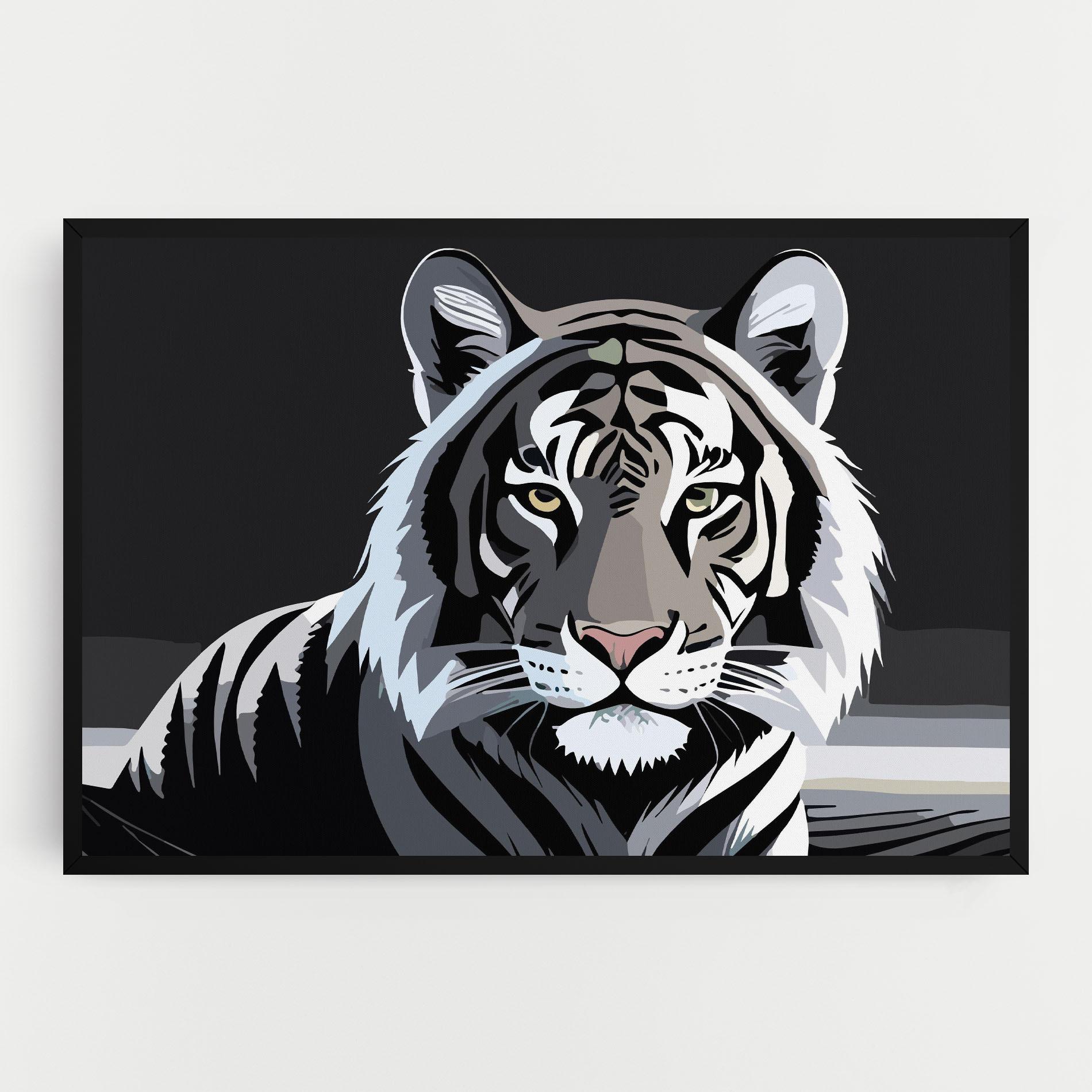 Vászonkép White Grey Tiger mockup 0