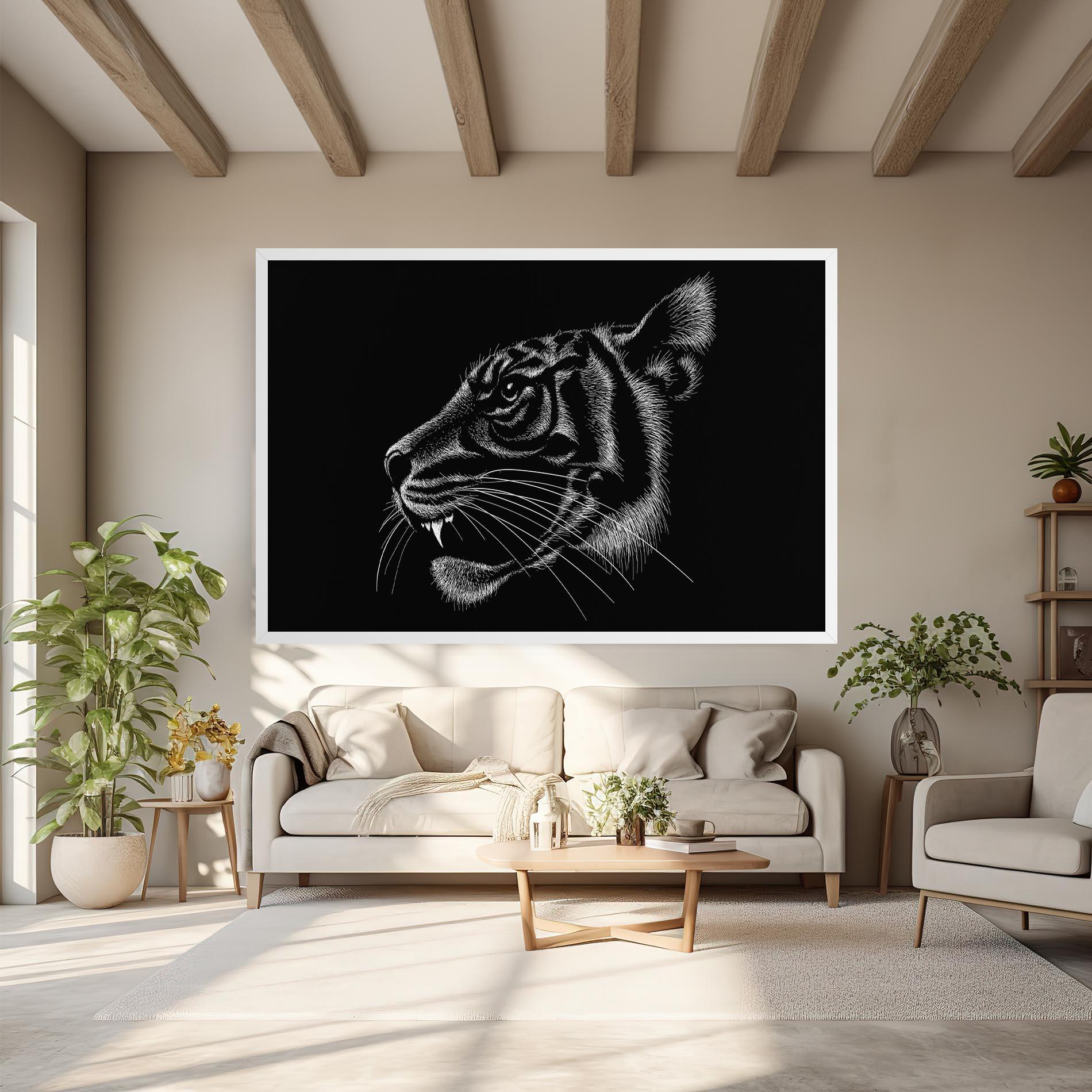 Vászonkép Tiger White Head mockup 6