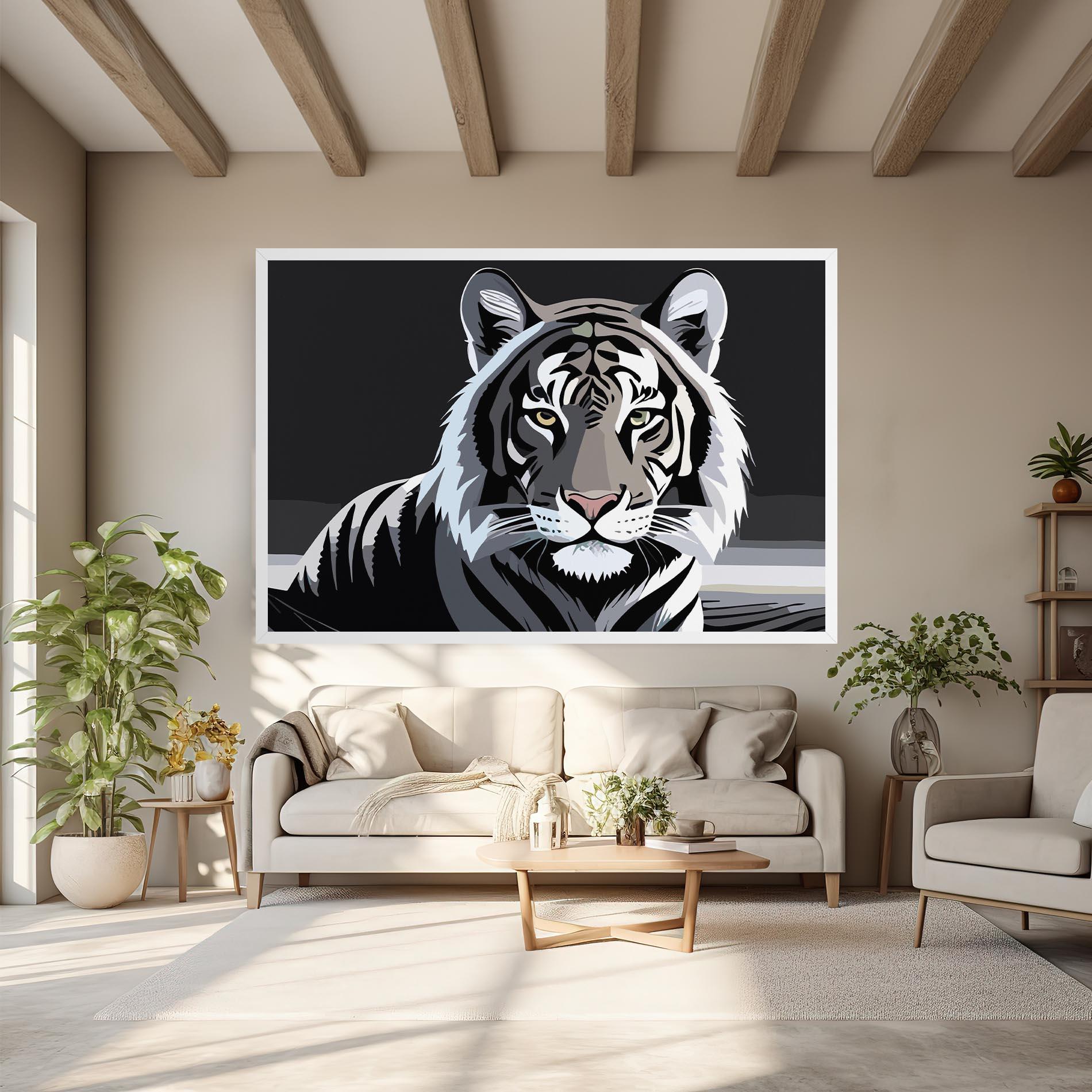 Vászonkép White Grey Tiger mockup 6