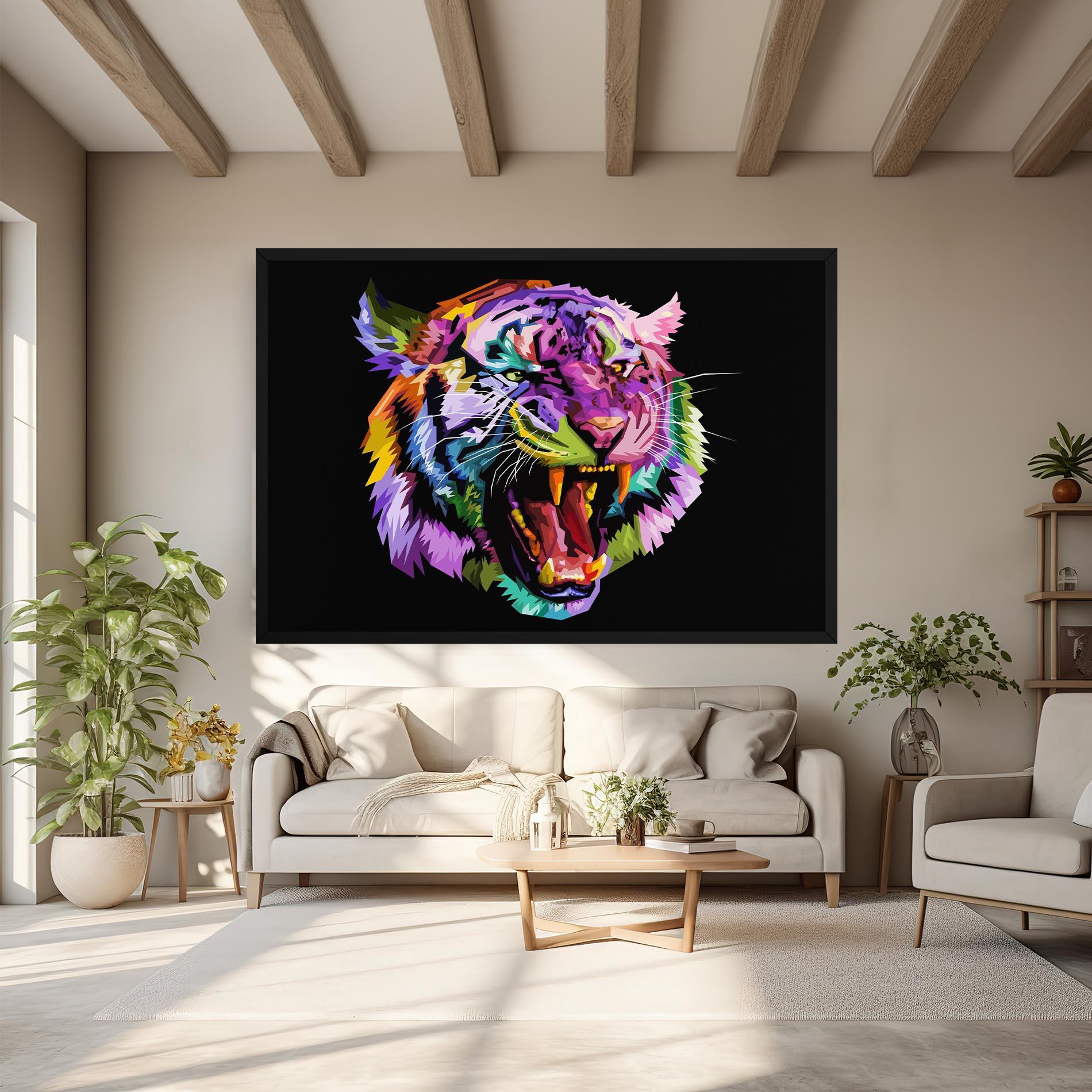 Vászonkép Tiger On Black mockup 6