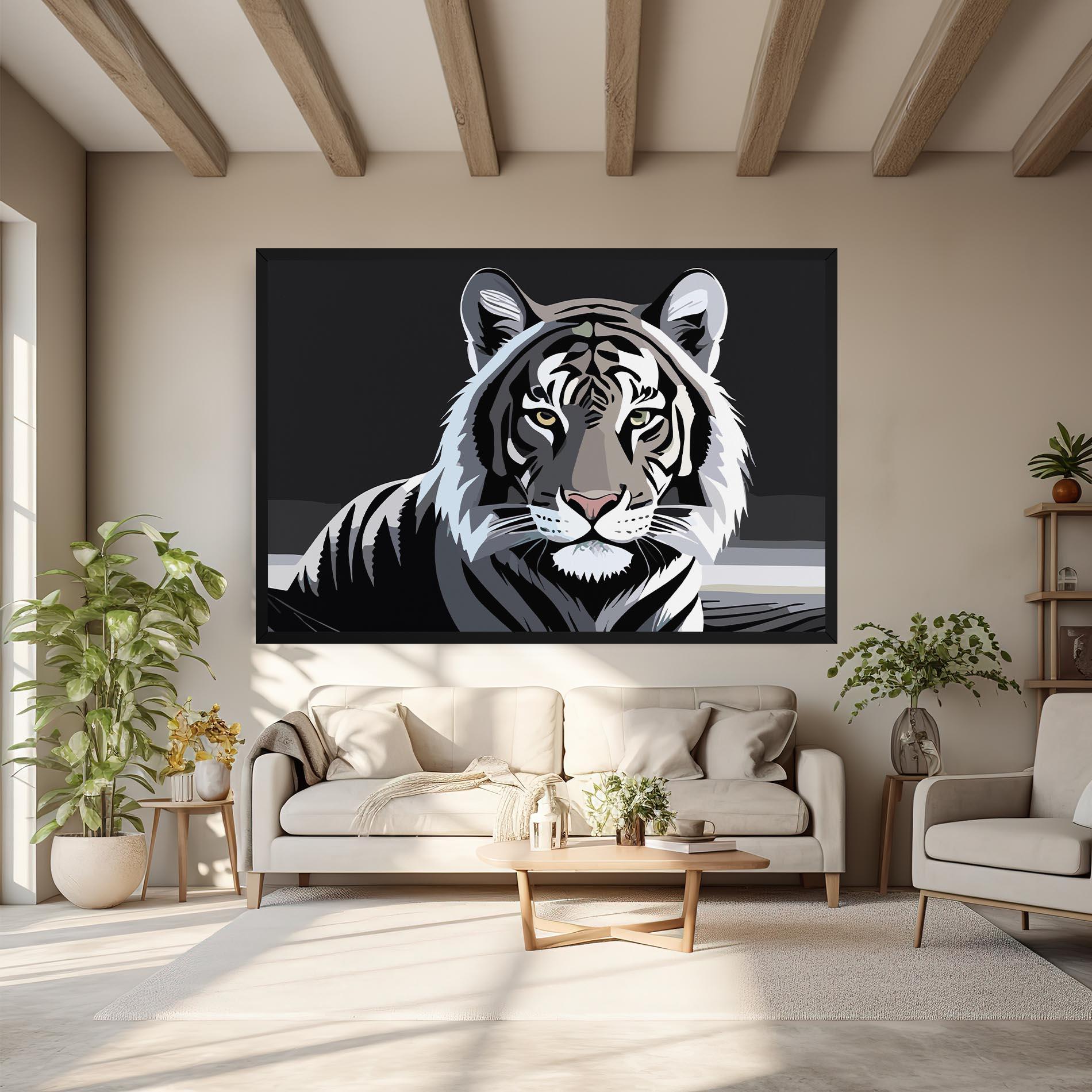 Vászonkép White Grey Tiger mockup 6
