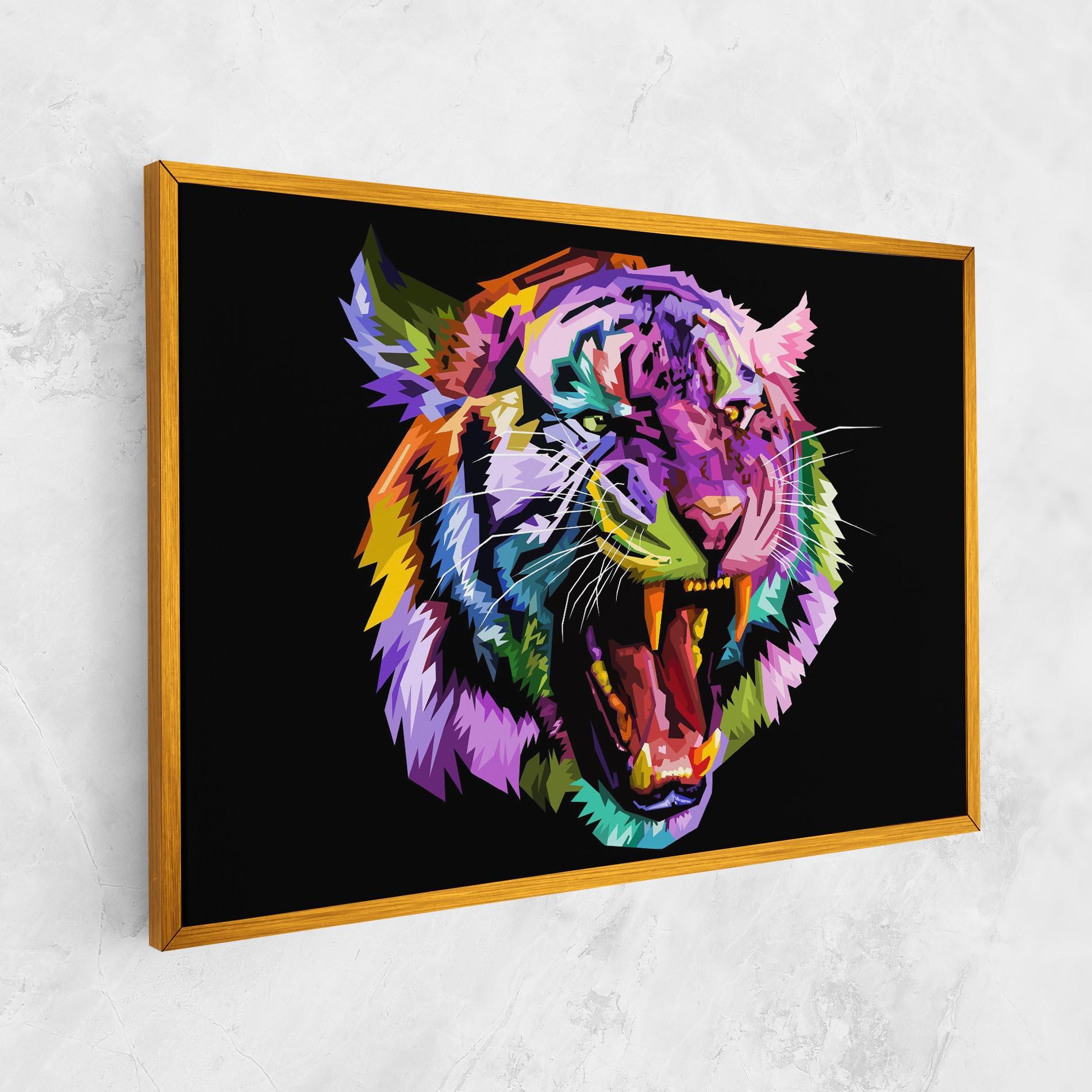 Vászonkép Tiger On Black mockup 1