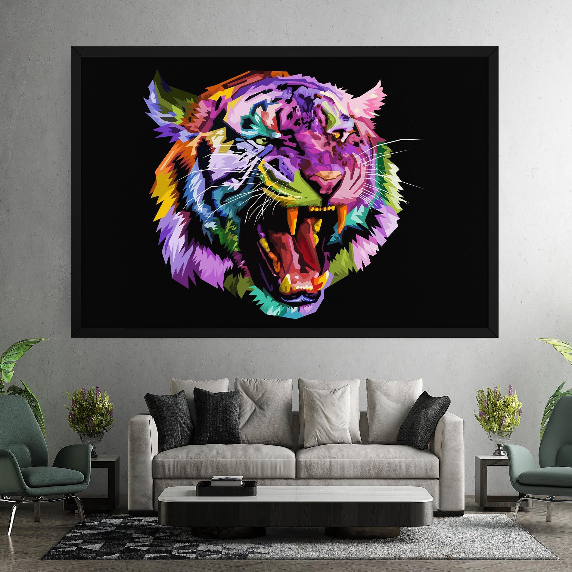 Vászonkép Tiger On Black mockup 7