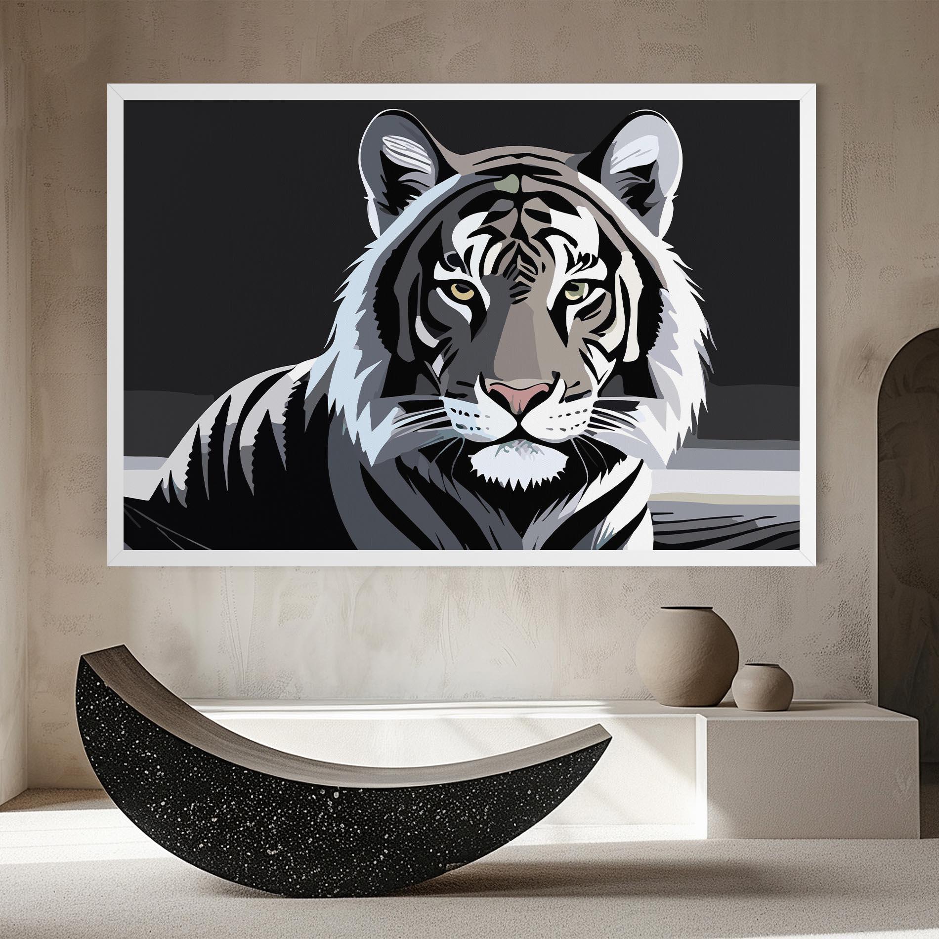 Vászonkép White Grey Tiger mockup 8