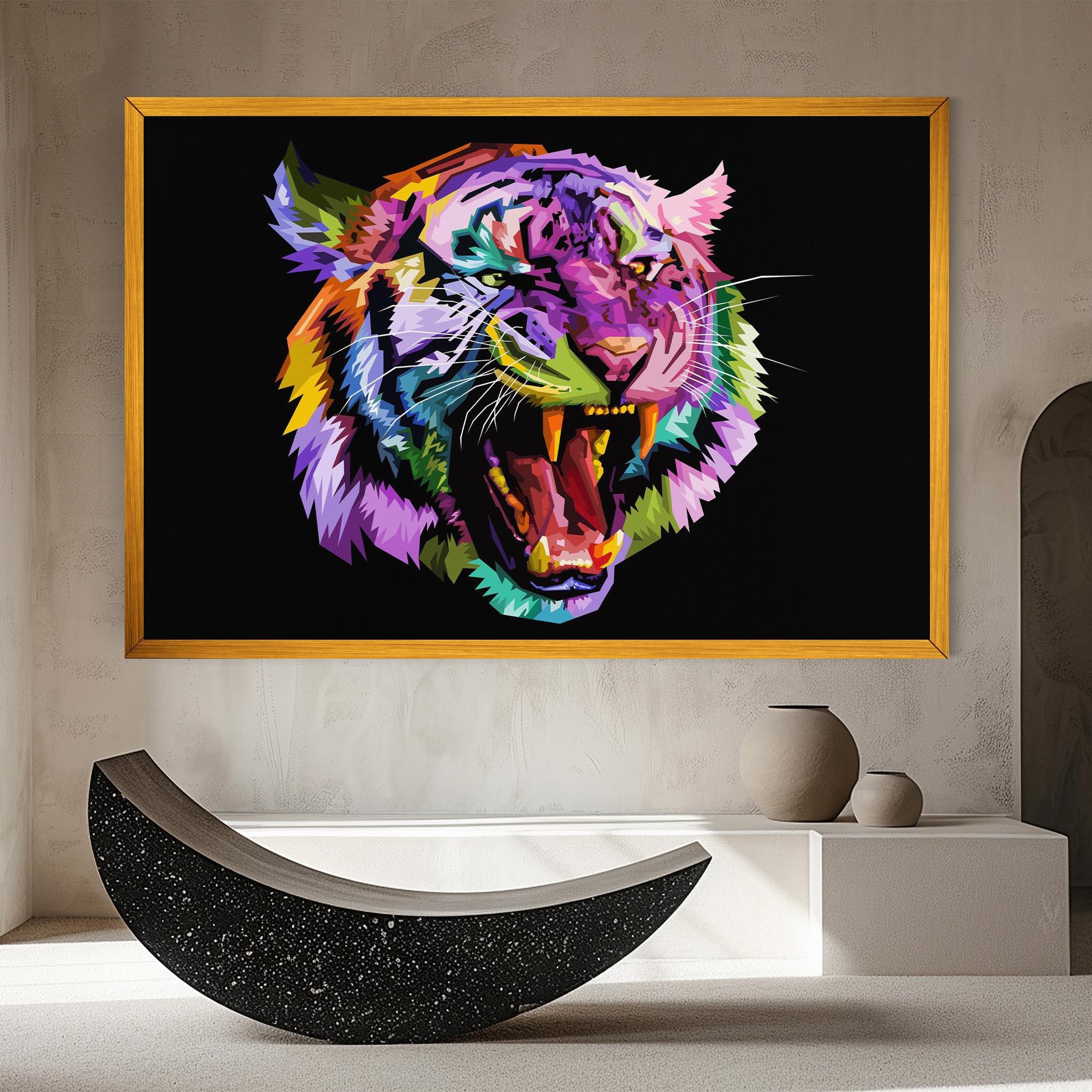 Vászonkép Tiger On Black mockup 8