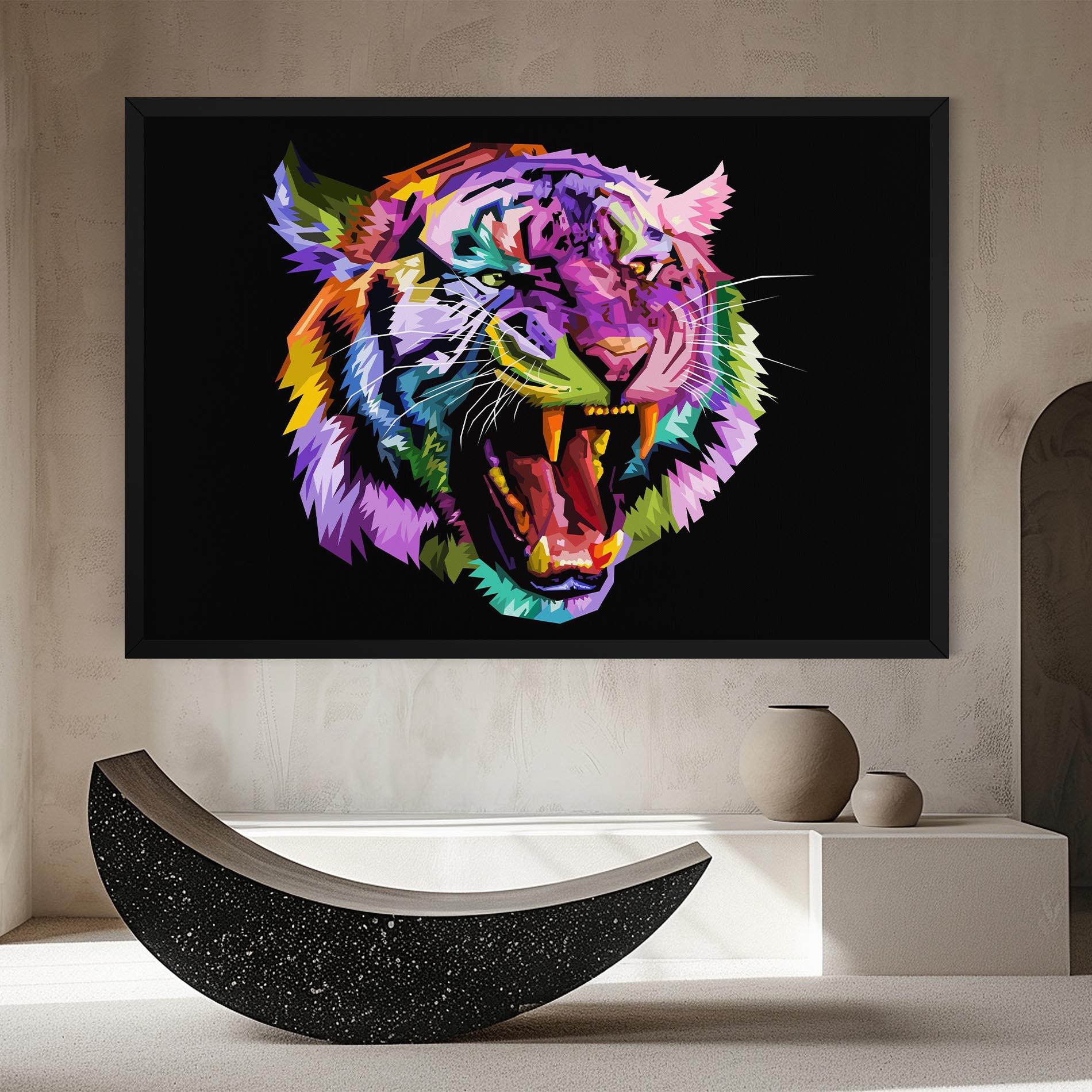 Vászonkép Tiger On Black mockup 8