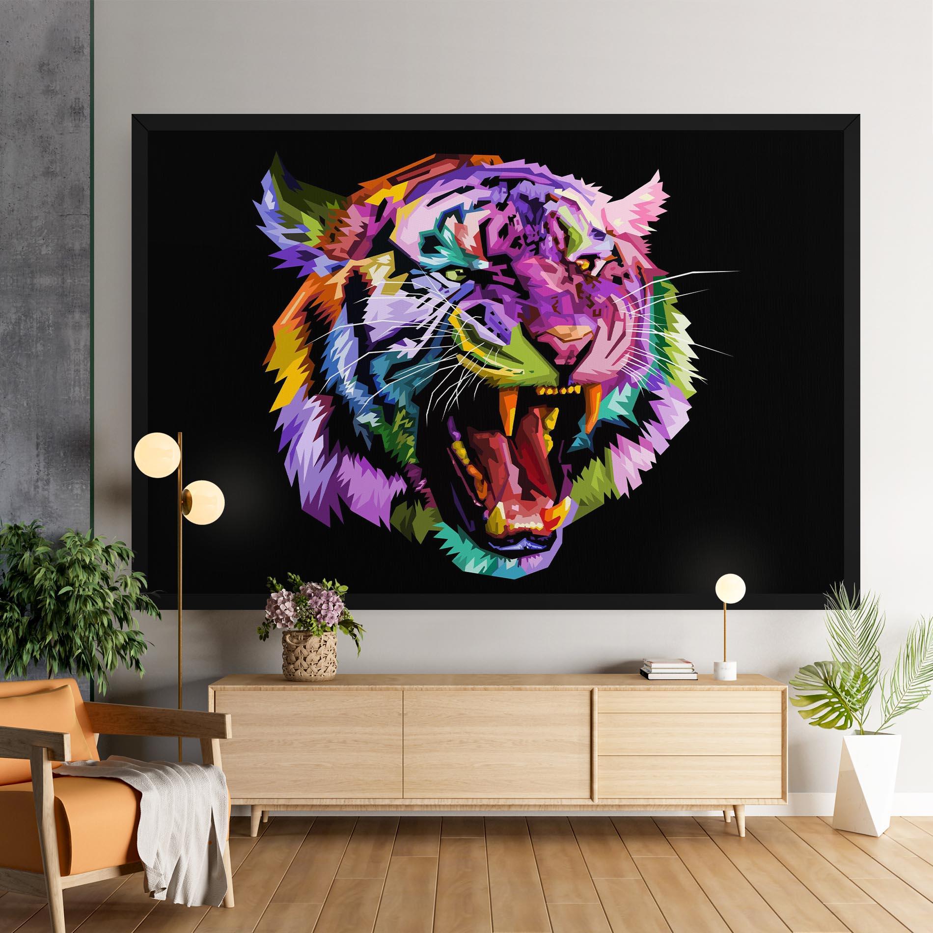 Vászonkép Tiger On Black mockup 9