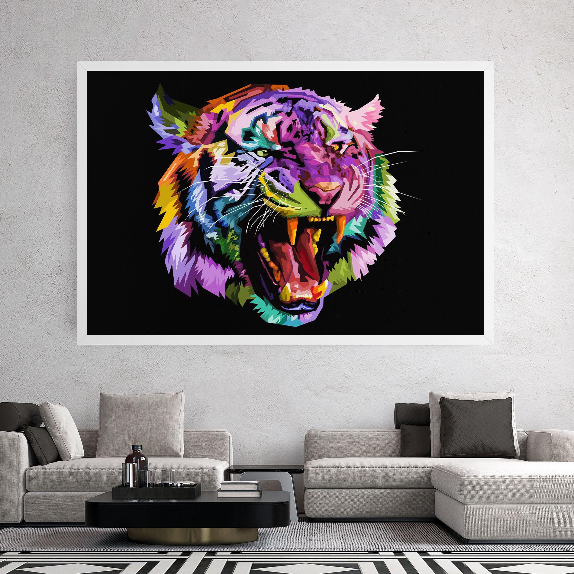 Vászonkép Tiger On Black mockup 2