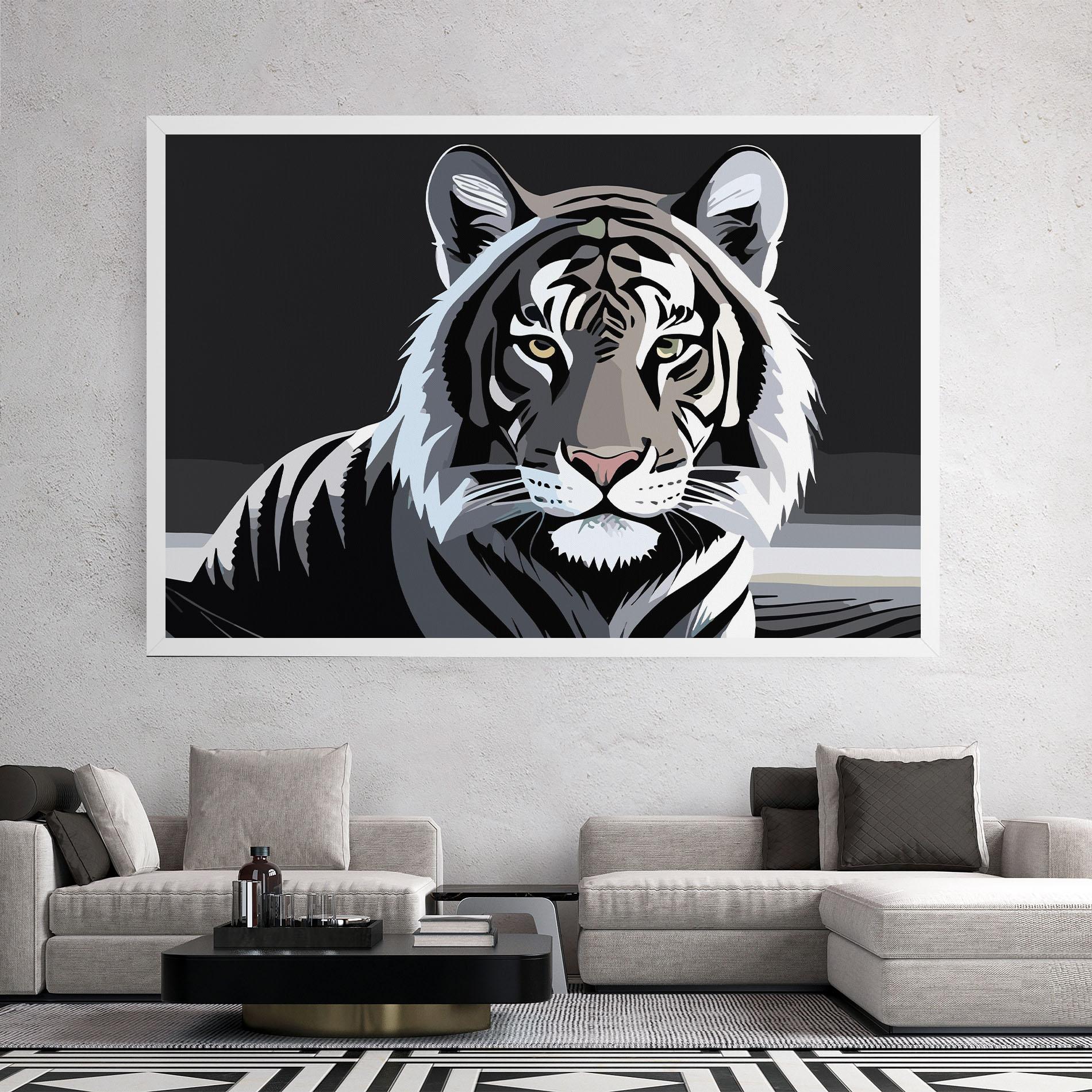 Vászonkép White Grey Tiger mockup 2