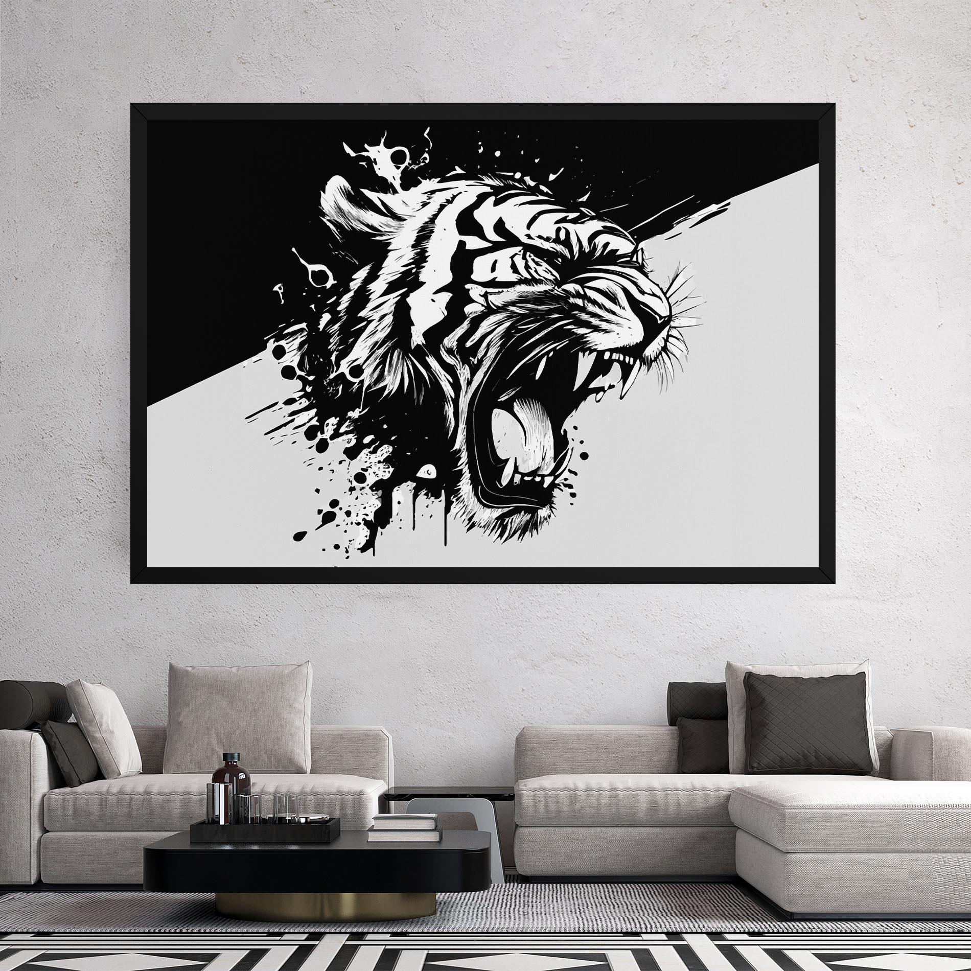 Vászonkép Black Grey Tiger mockup 2