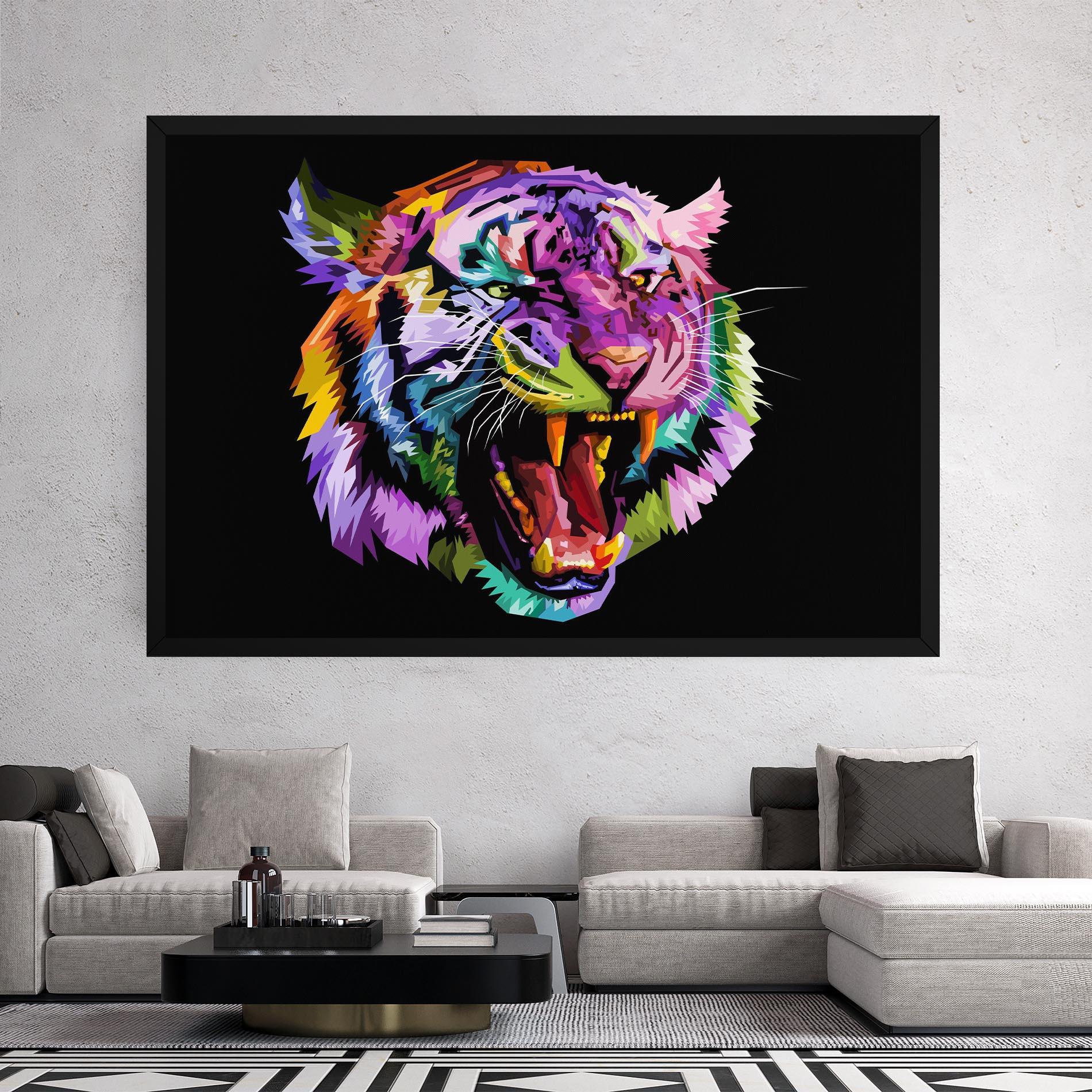 Vászonkép Tiger On Black mockup 2