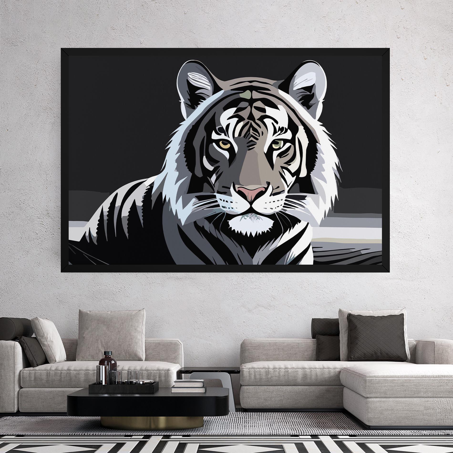 Vászonkép White Grey Tiger mockup 2