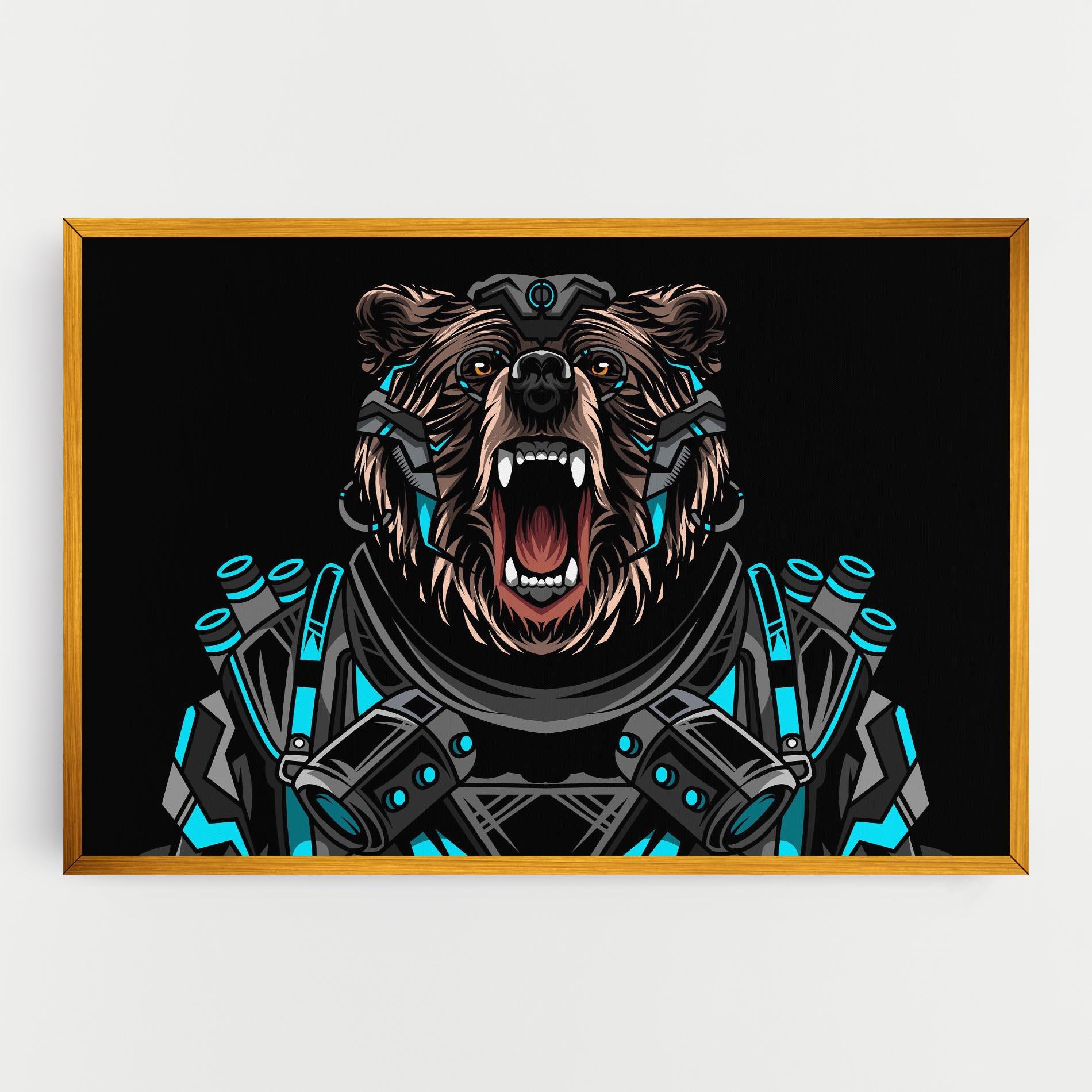 Vászonkép Black Cyborg Bear mockup 0