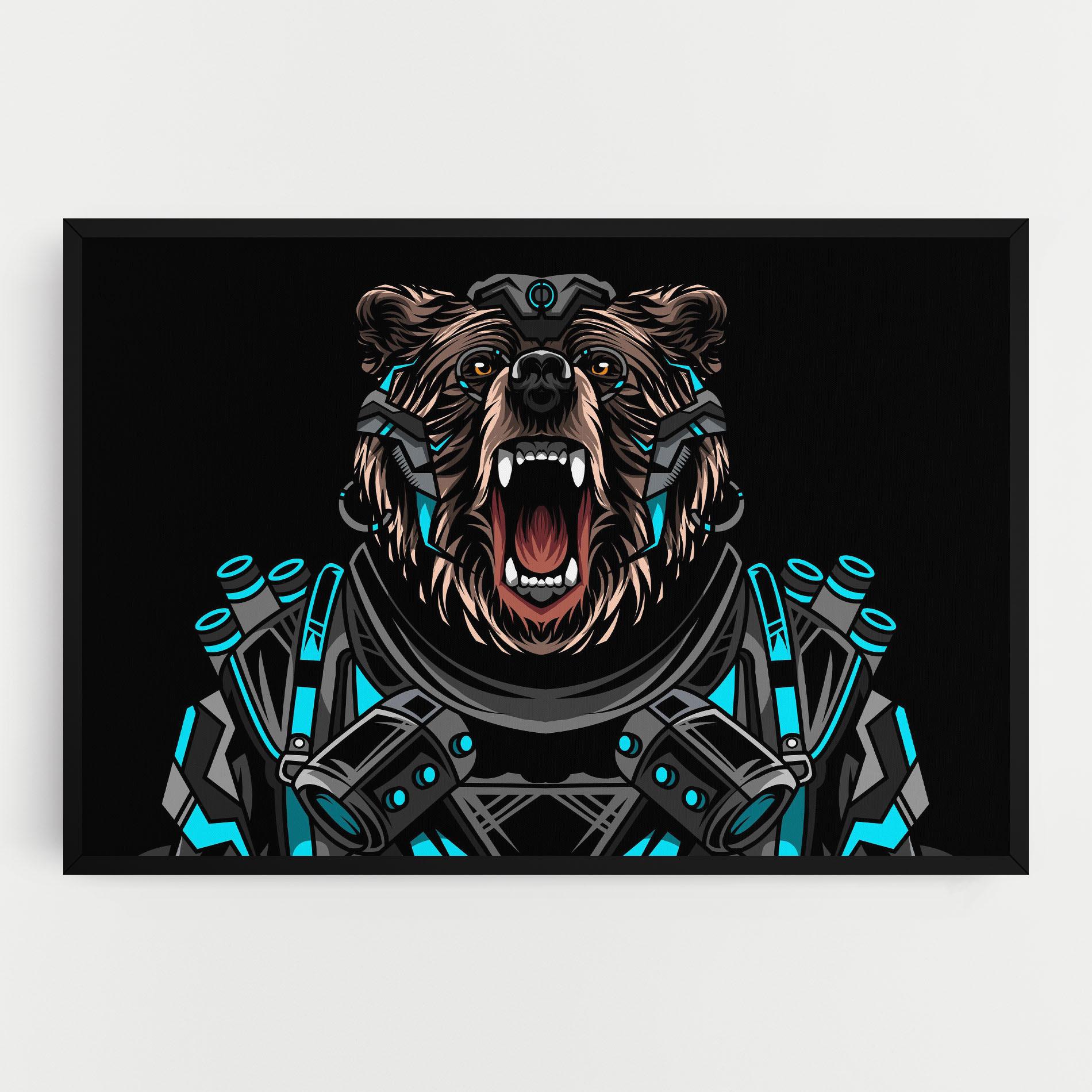 Vászonkép Black Cyborg Bear mockup 0