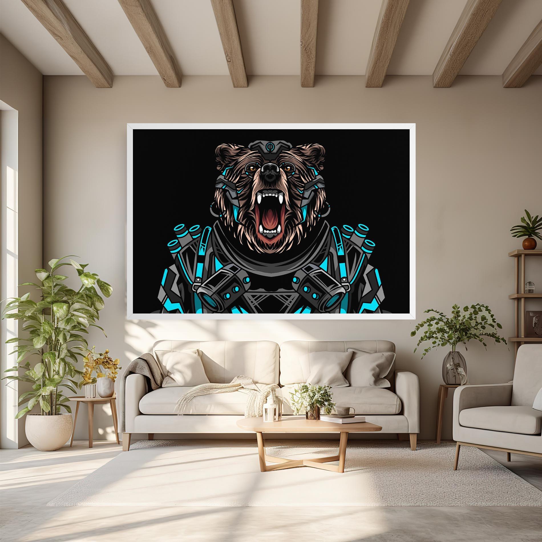 Vászonkép Black Cyborg Bear mockup 6