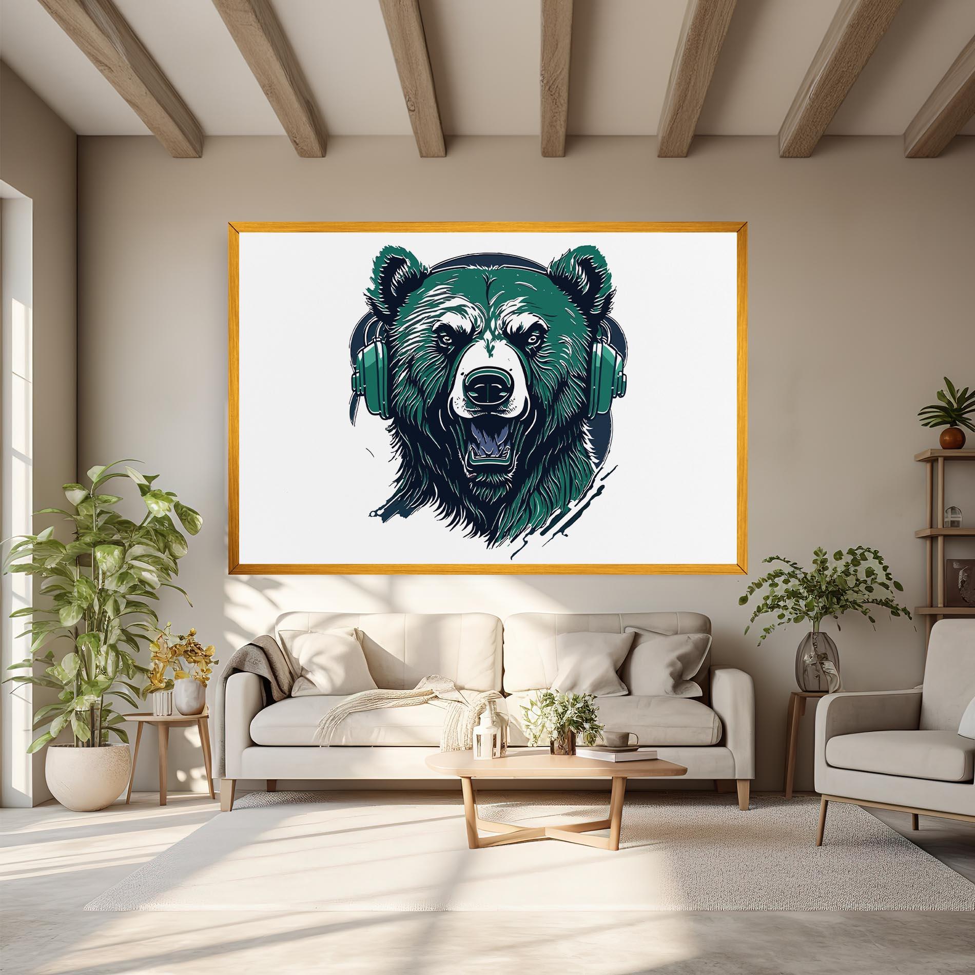 Vászonkép Green Music Bear mockup 6
