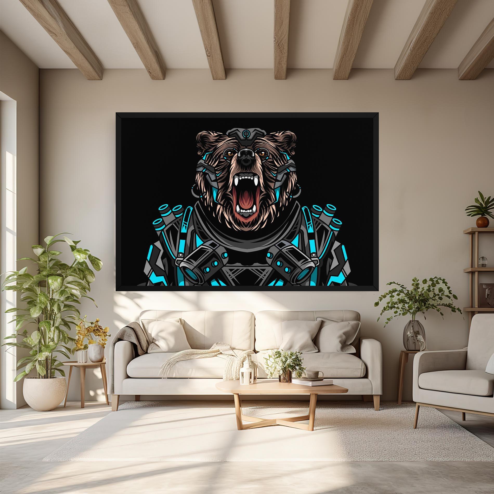 Vászonkép Black Cyborg Bear mockup 6