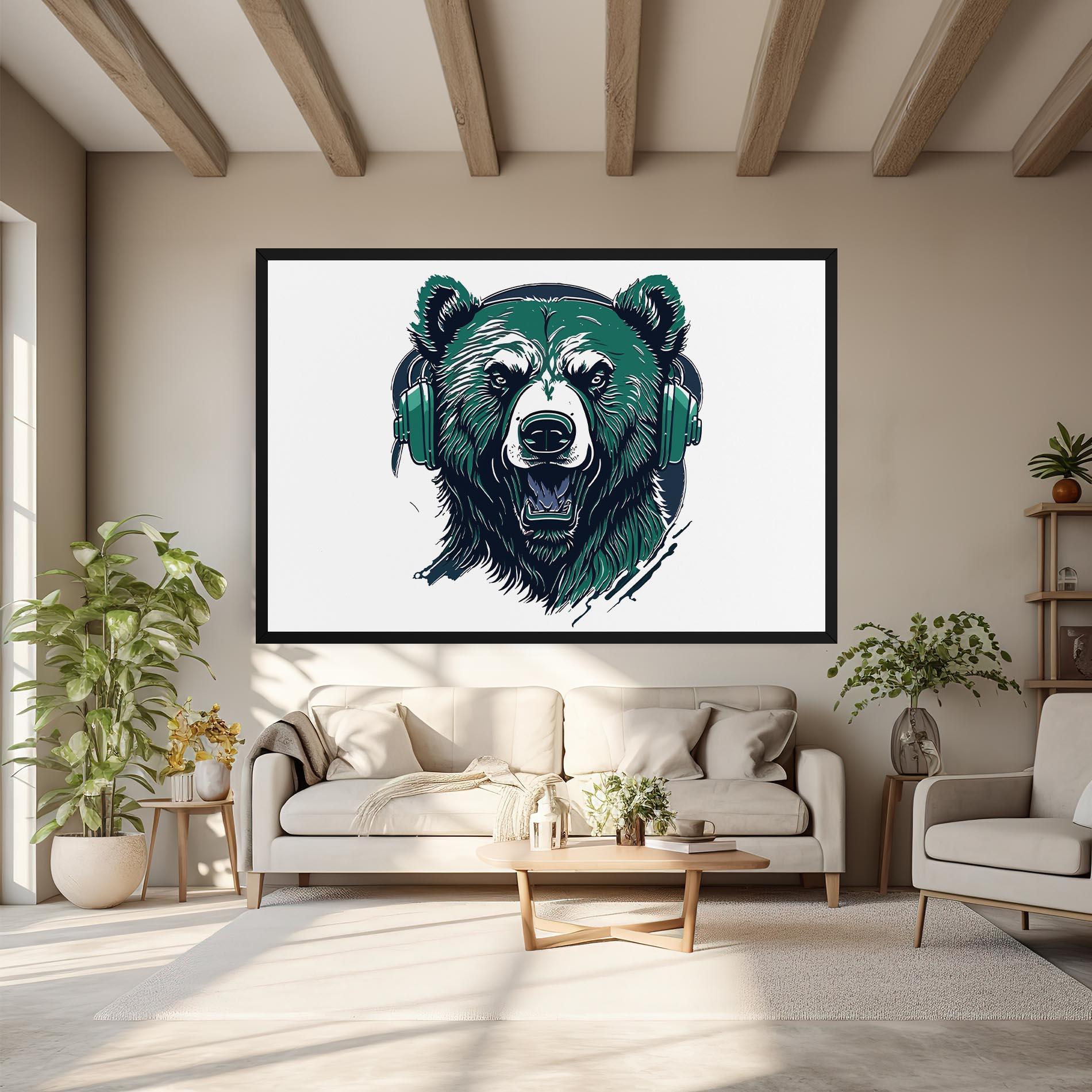 Vászonkép Green Music Bear mockup 6