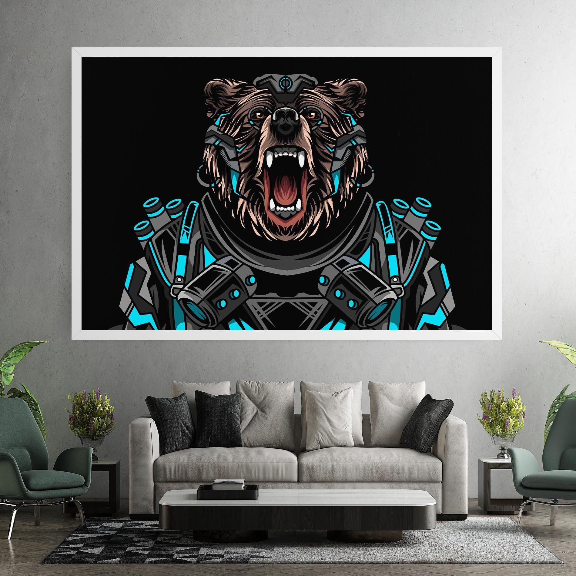 Vászonkép Black Cyborg Bear mockup 7
