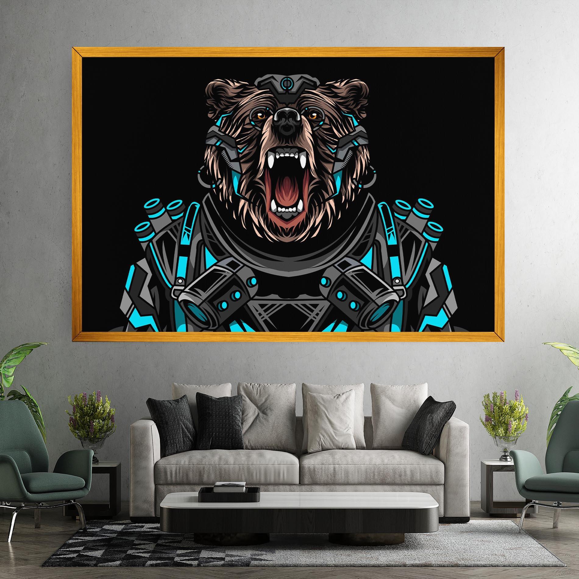 Vászonkép Black Cyborg Bear mockup 7