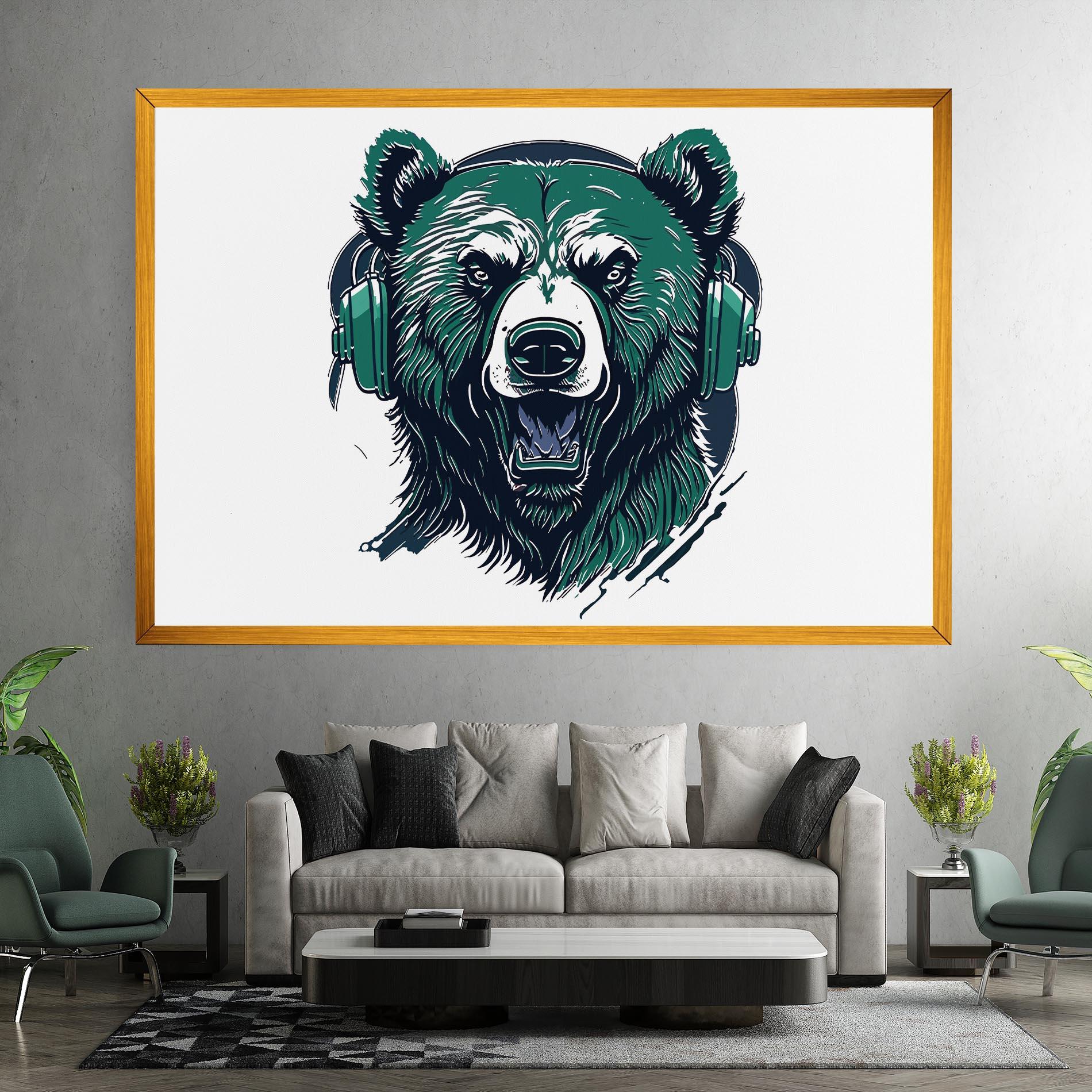Vászonkép Green Music Bear mockup 7