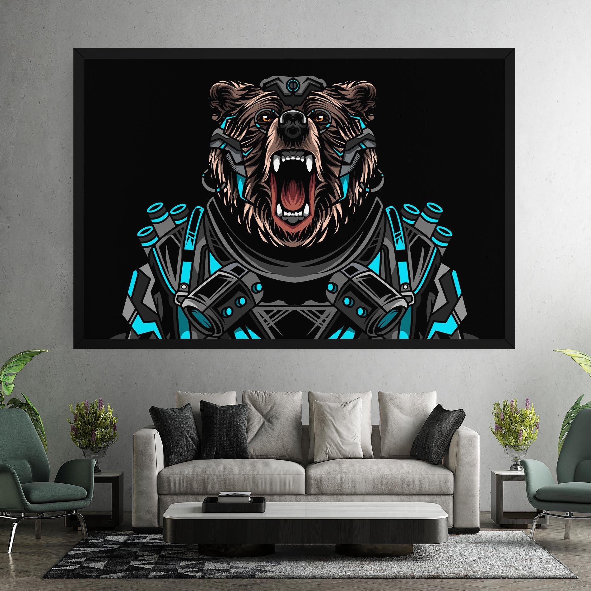 Vászonkép Black Cyborg Bear mockup 7