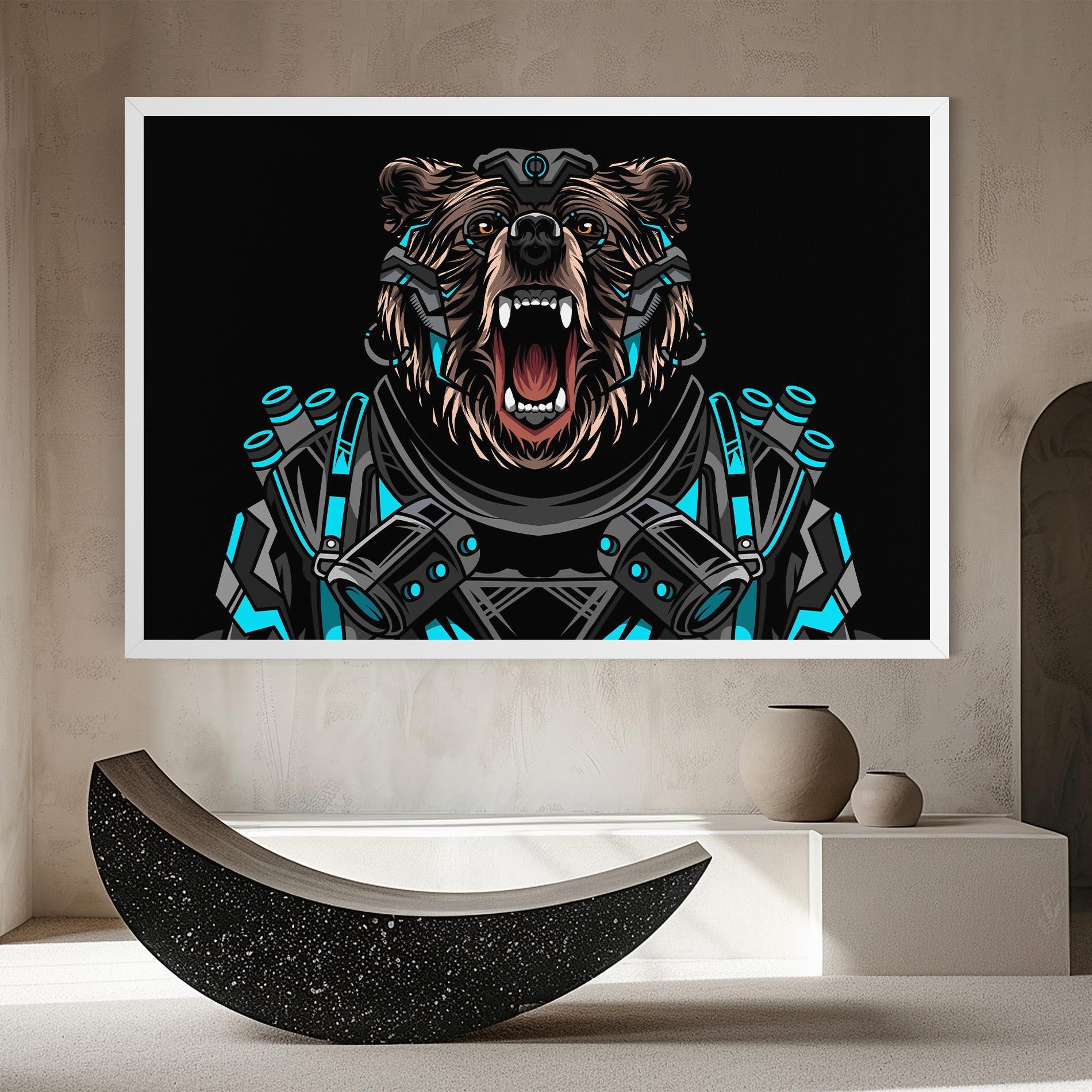 Vászonkép Black Cyborg Bear mockup 8