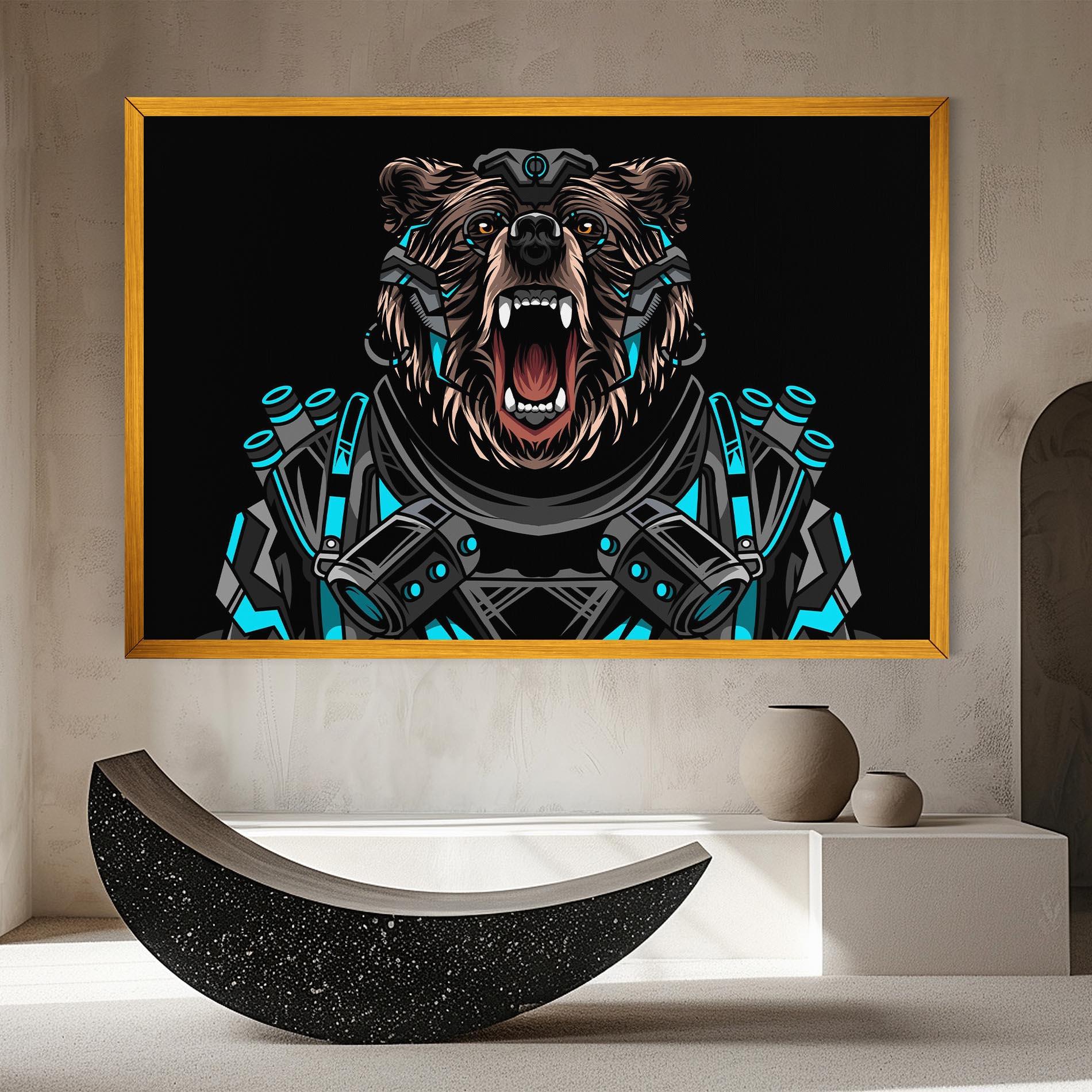 Vászonkép Black Cyborg Bear mockup 8