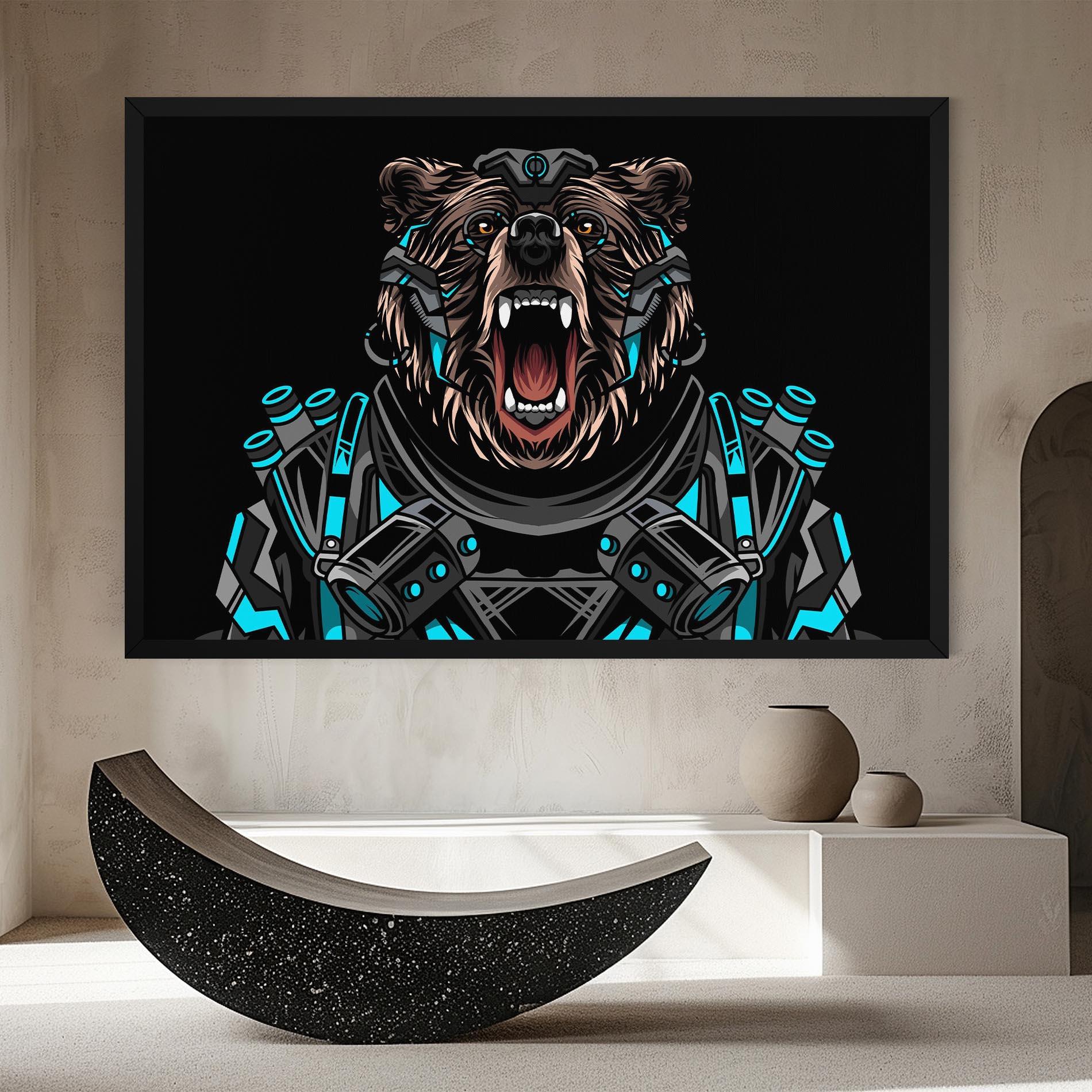 Vászonkép Black Cyborg Bear mockup 8