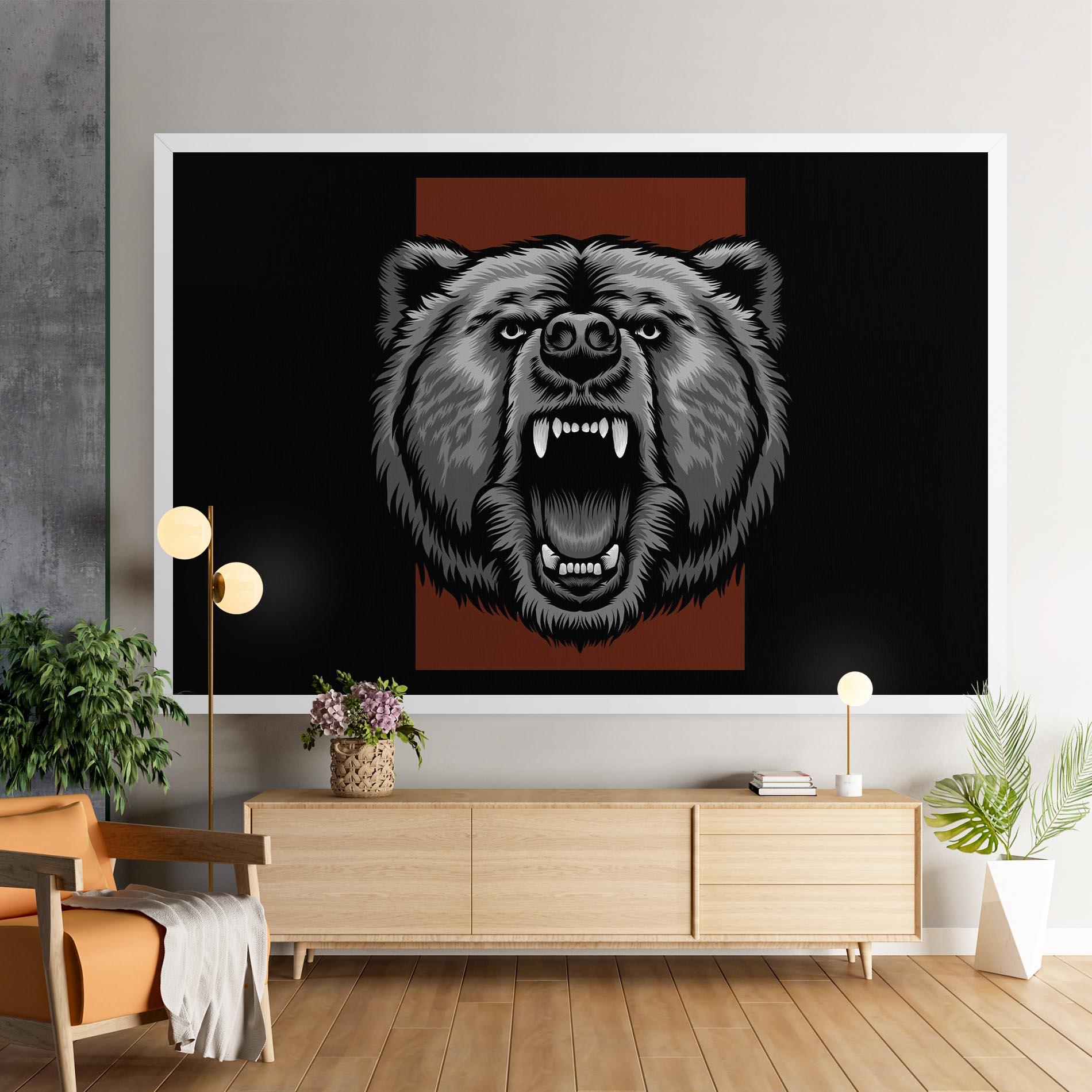 Vászonkép Grey Bear Head mockup 9