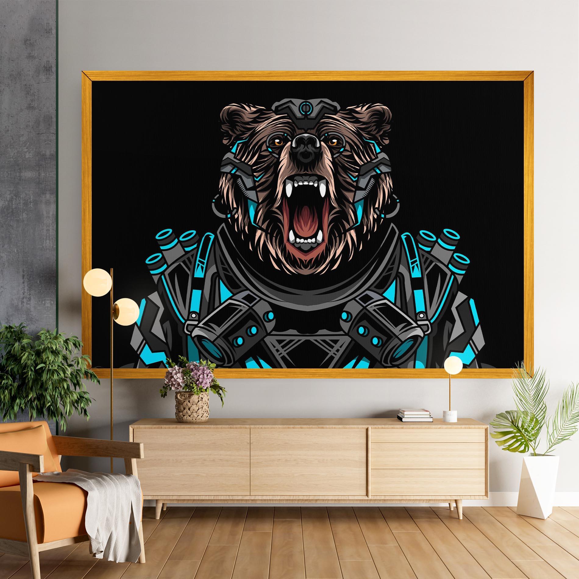Vászonkép Black Cyborg Bear mockup 9