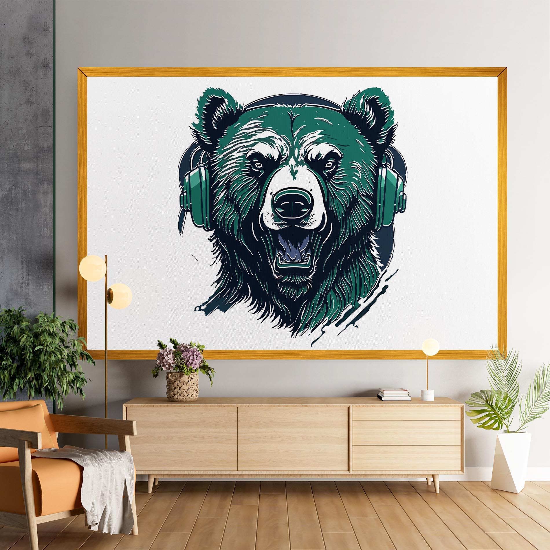 Vászonkép Green Music Bear mockup 9