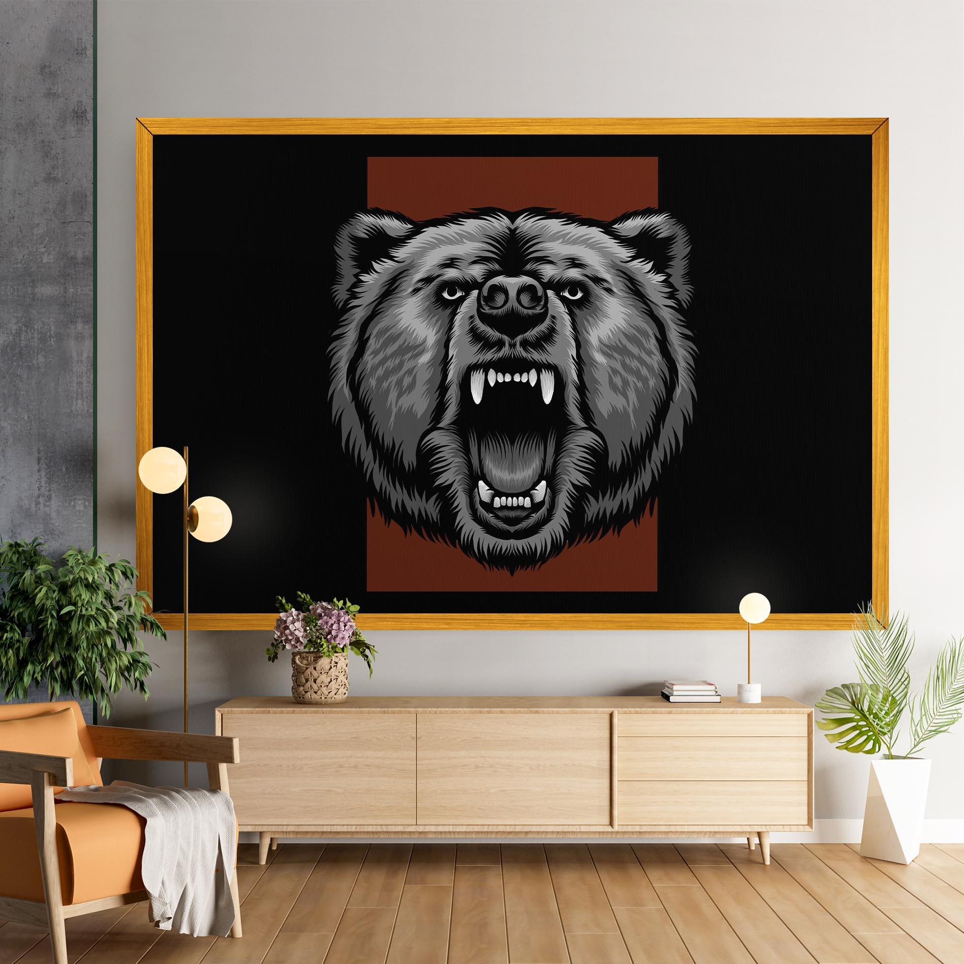 Vászonkép Grey Bear Head mockup 9