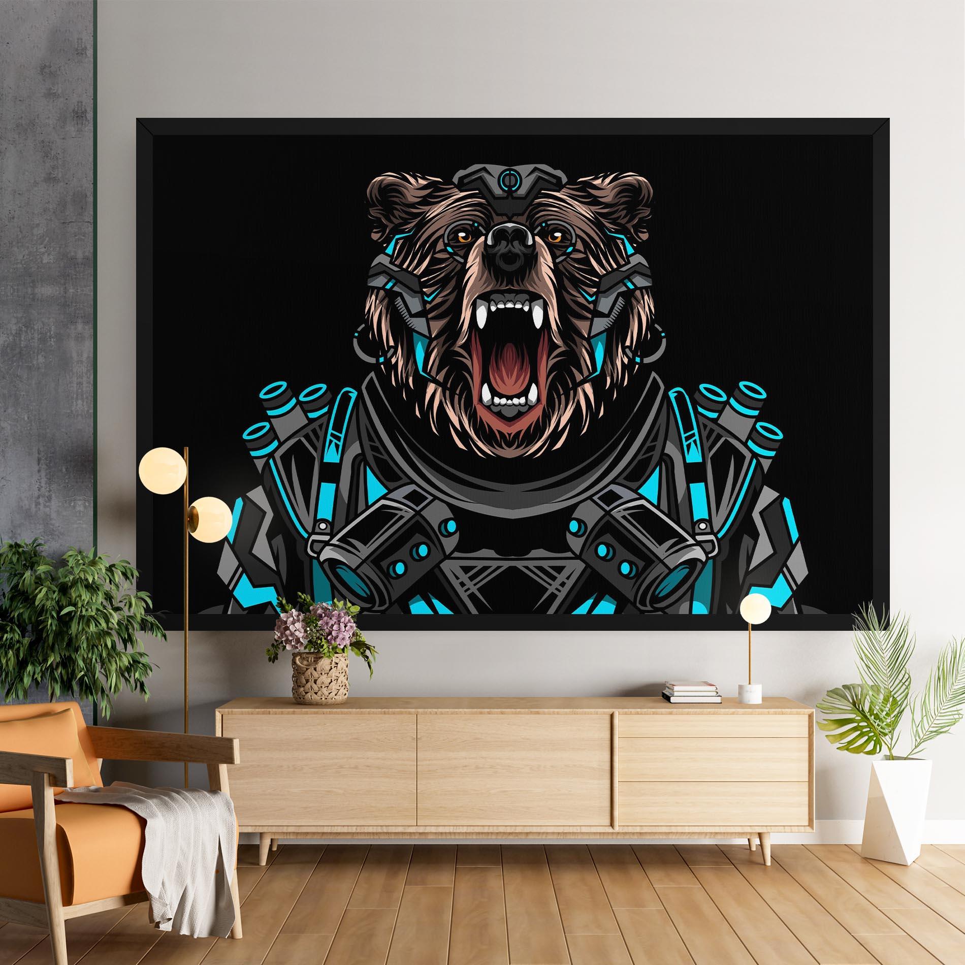 Vászonkép Black Cyborg Bear mockup 9